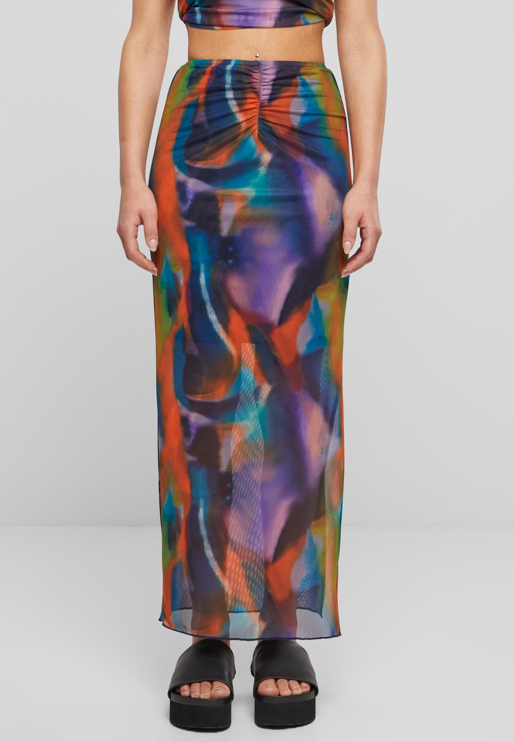 URBAN CLASSICS Sommerrock »Urban Classics Damen Ladies AOP Mesh Tube Skirt«, (1 tlg.)