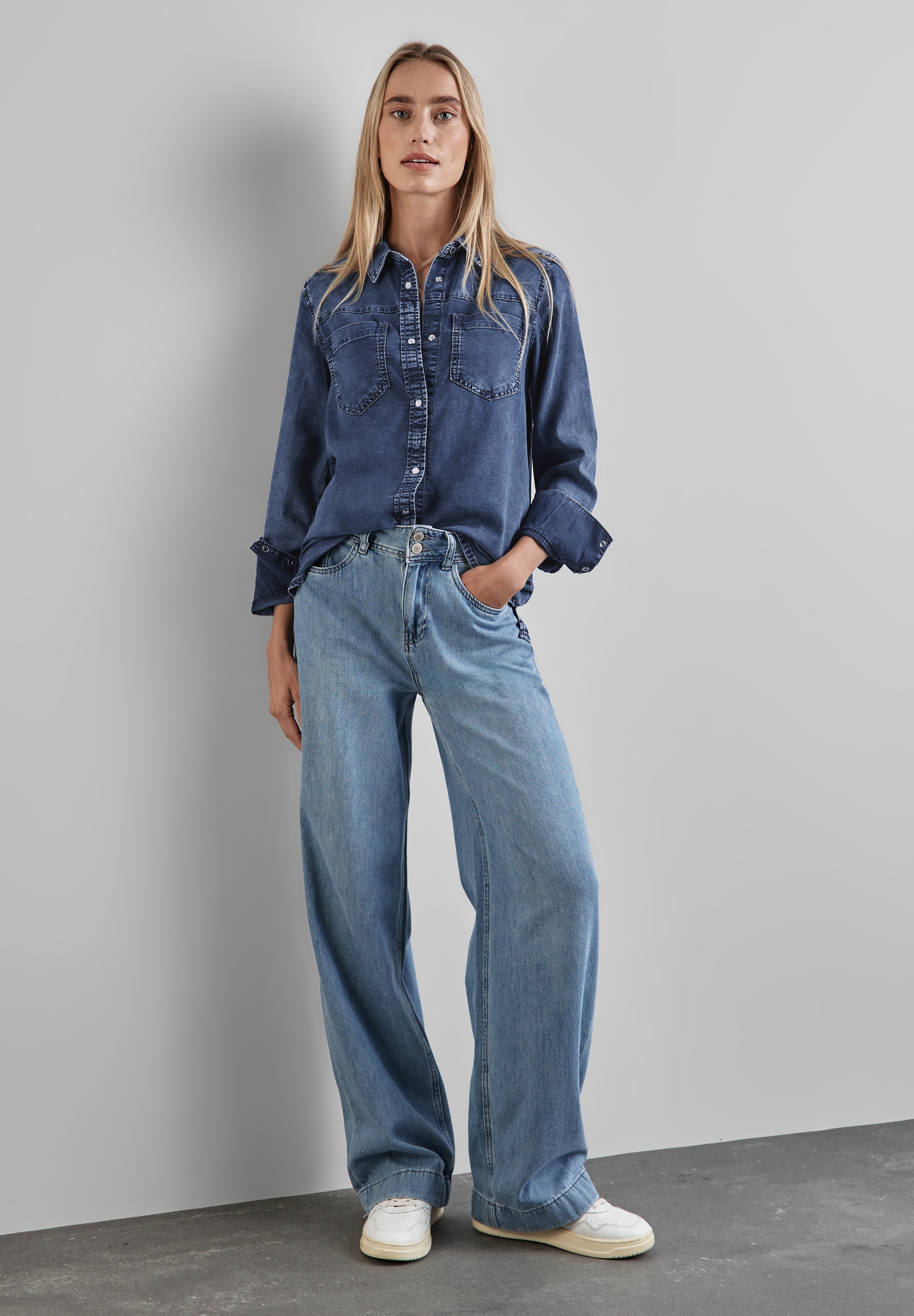 STREET ONE Jeansbluse, mit durchgehender Knopfleiste vorn