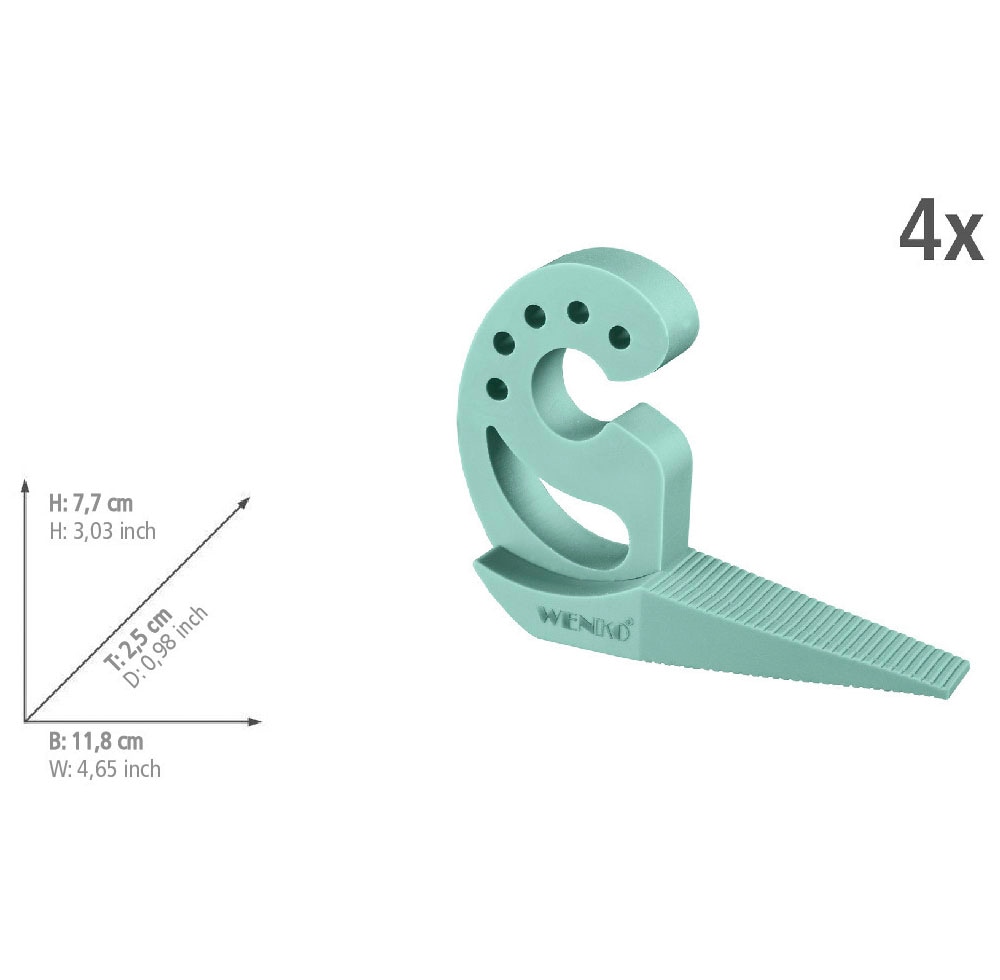 WENKO Fensterstopper »Modell Multi-STOP® Mint«, (Set, 4 St.), Klemmschutz, Türstopper aus Kunststoff