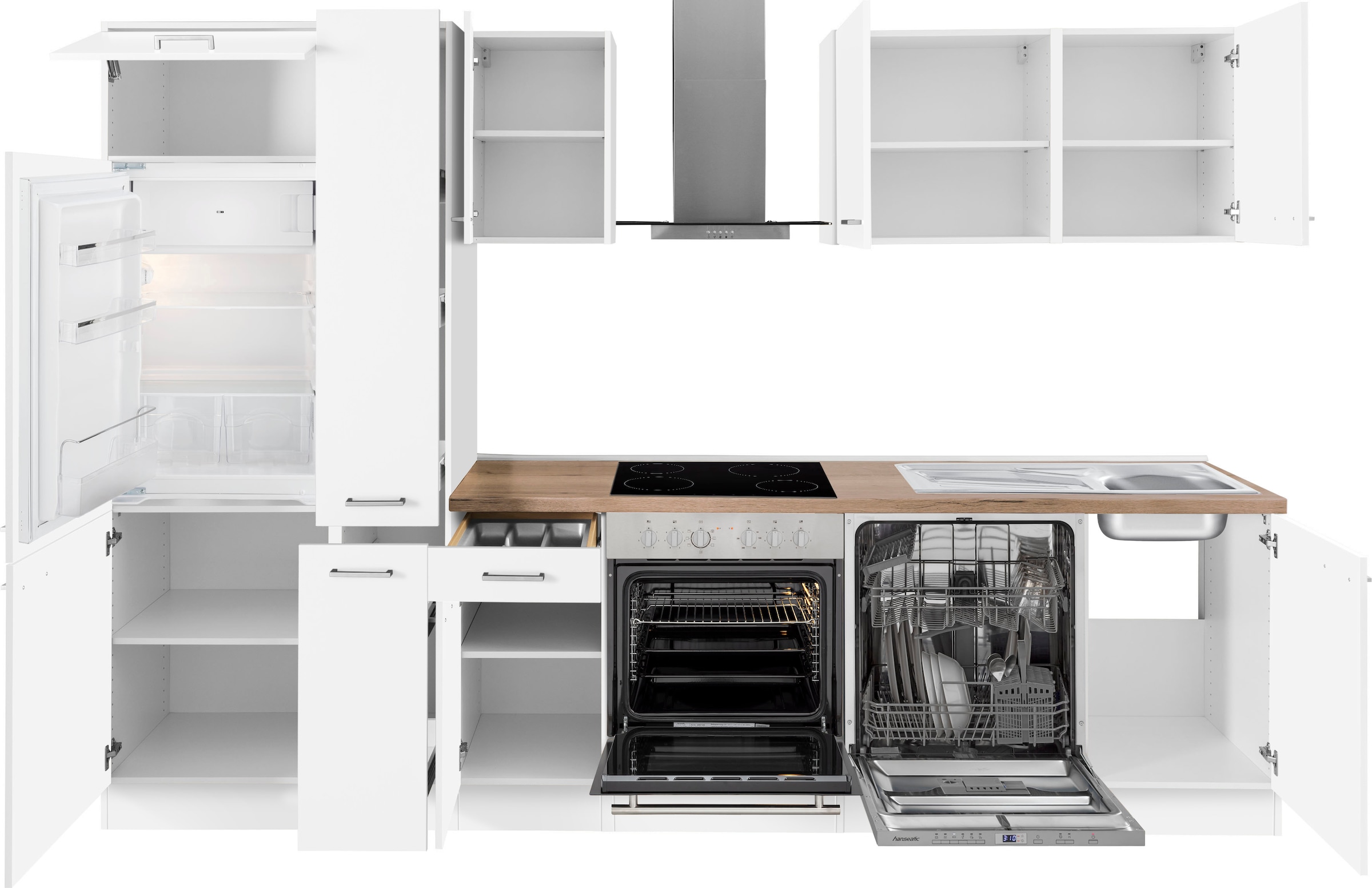 OPTIFIT Küchenzeile »Iver«, 300 cm der bestellen inklusive breit, | BAUR HANSEATIC Elektrogeräte Marke