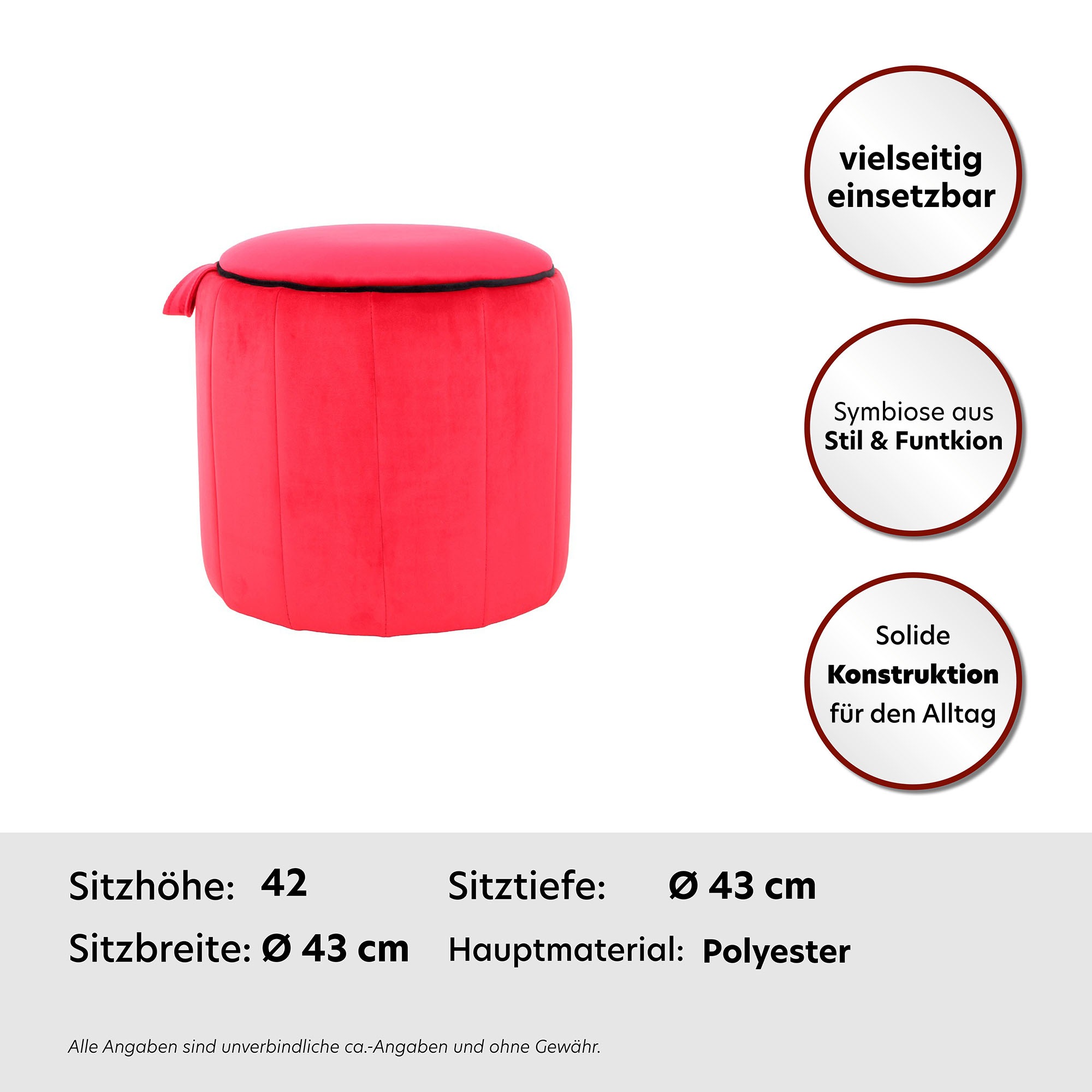 Thumbnail - Kayoom Sitzhocker "Hocker Reese, Sitzhocker mit Komfort, samtweiche Oberfläche" 1 Stk. tlg. samtweich, dekorativ, detail...