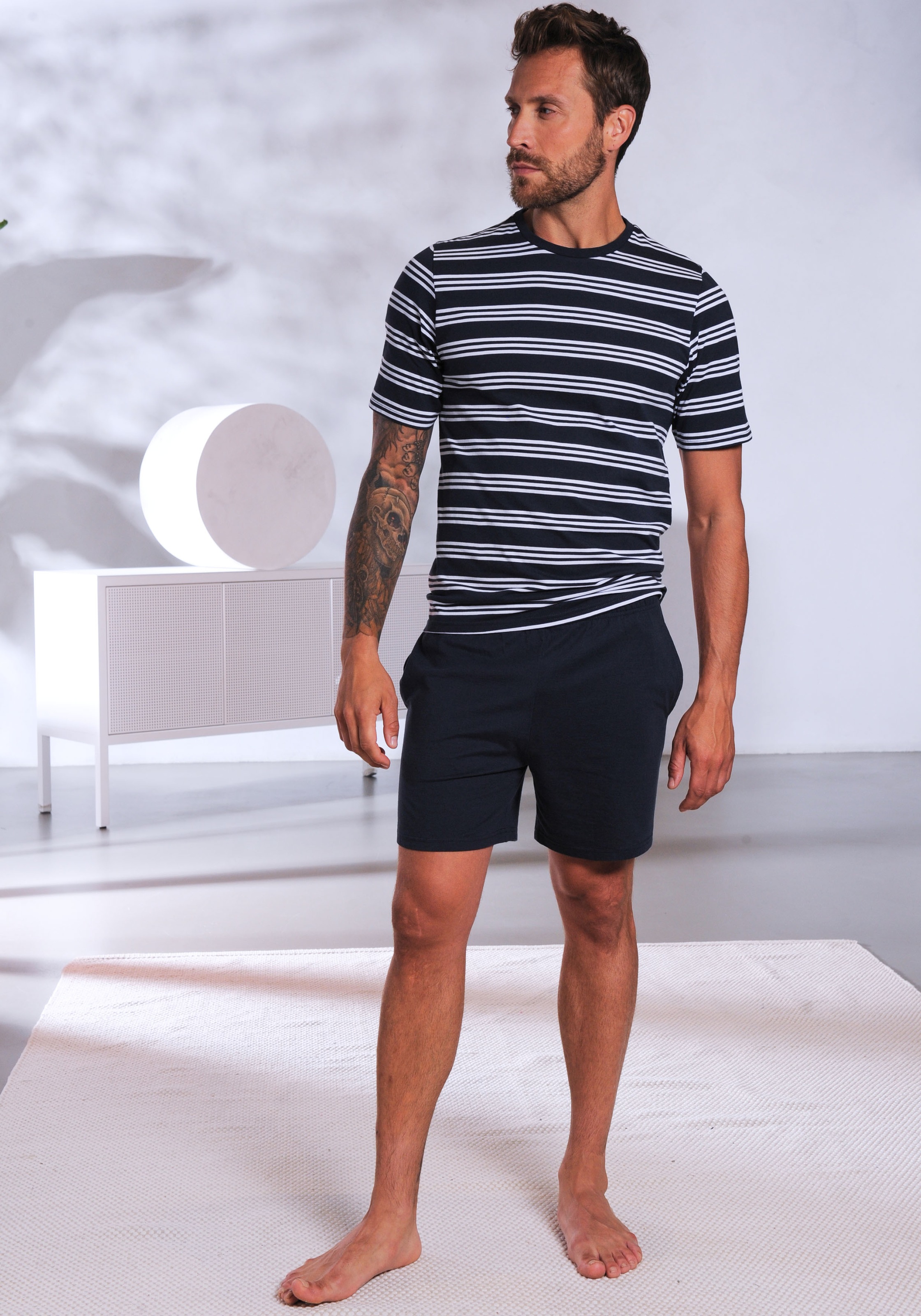 AUTHENTIC LE JOGGER Pyjama Packung, 2 Stück, 4 tlg. Schlafanzug mit gestrei günstig online kaufen