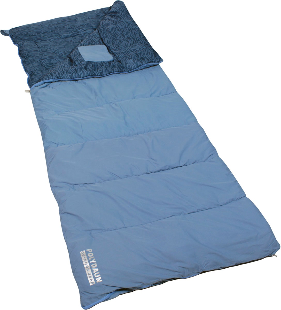 POLYDAUN Deckenschlafsack "Schlafsack Beach House", B/L: 80cm x 210cm, umlaufender Reißverschluss, blau, Schlafsäcke