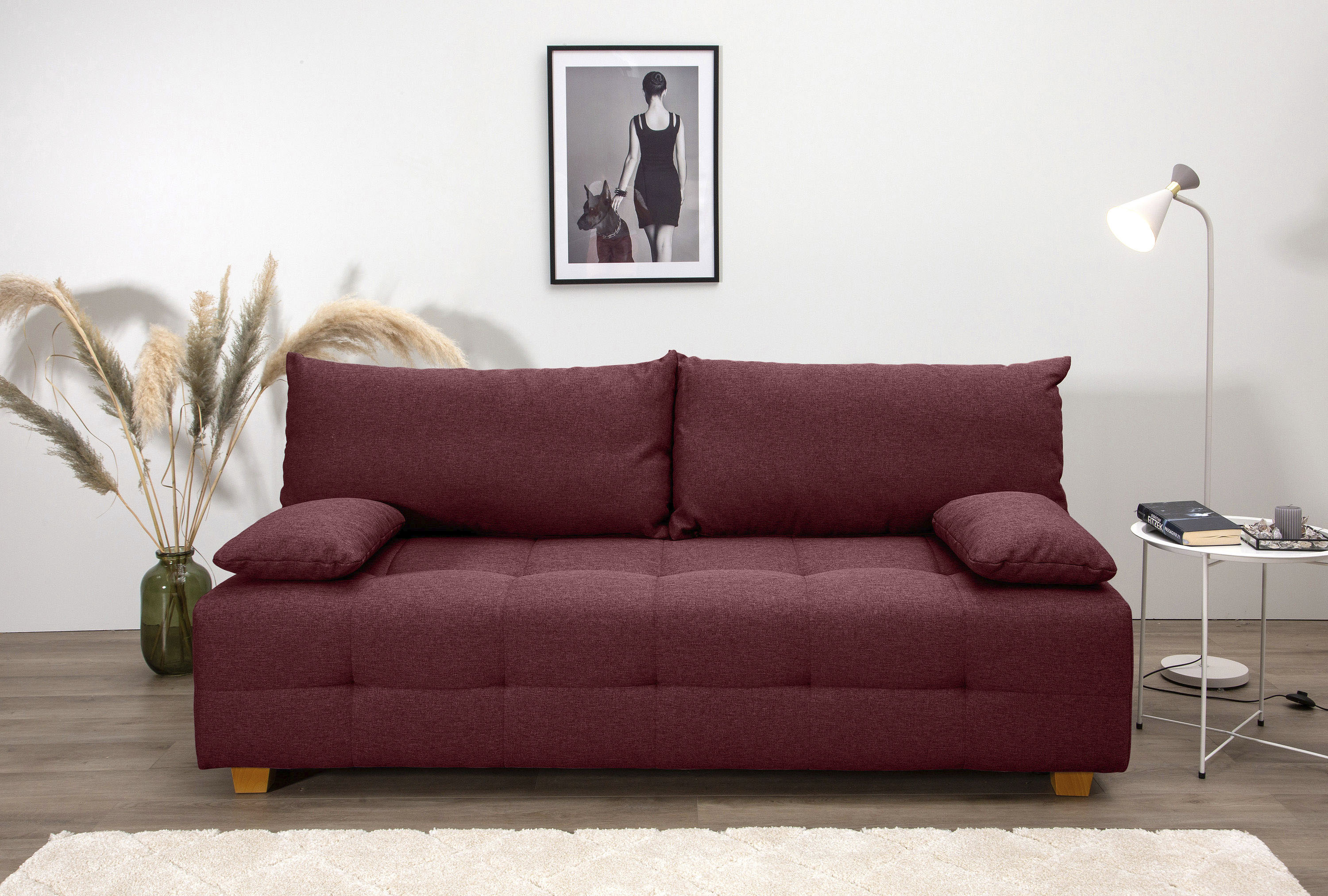 COLLECTION AB Schlafsofa "Bella, B: 196 cm, Liegefl. 145x196 cm" Schlaffunktion, Bettkasten & 2 Armlehnenkissen, Federkern