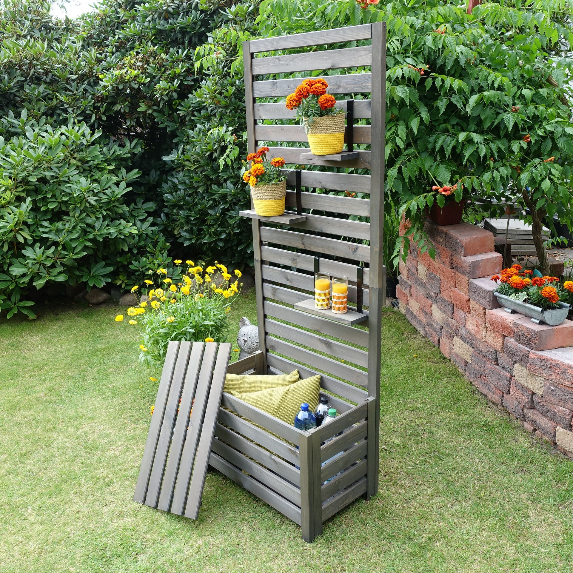 promadino Spalier »für Balkon und Garten«, Sitzgelegenheit und Sichtschutz, L70xT40xH180cm, Volumen: 91 Liter