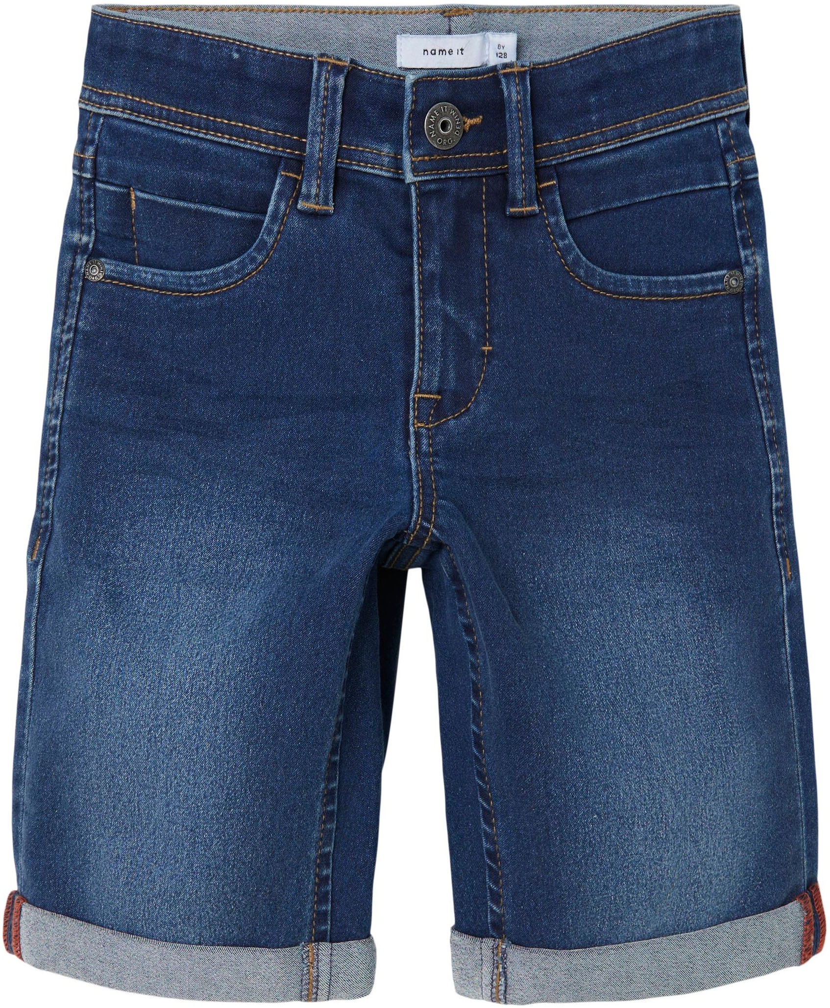 Thumbnail - Name It Jeansshorts "NKMSILAS SLIM DNM L SHORT" Baumwollmischung, Stretch, Umschlagsaum