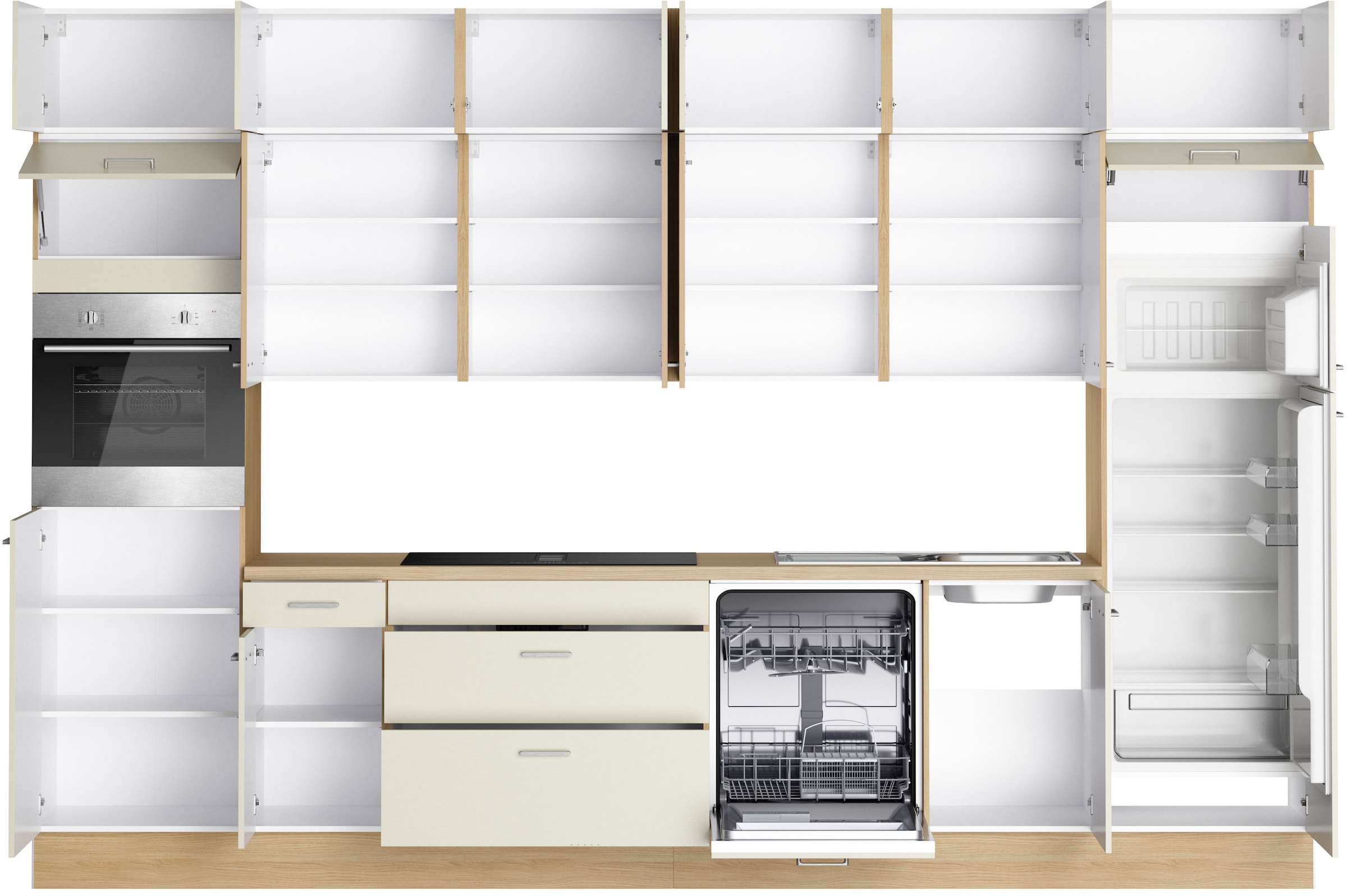 KOCHSTATION Küchenzeile »KS-Lucy« Breite 360 cm, Soft-Close, inkl. Zubehör, wahlweise mit E-Geräten