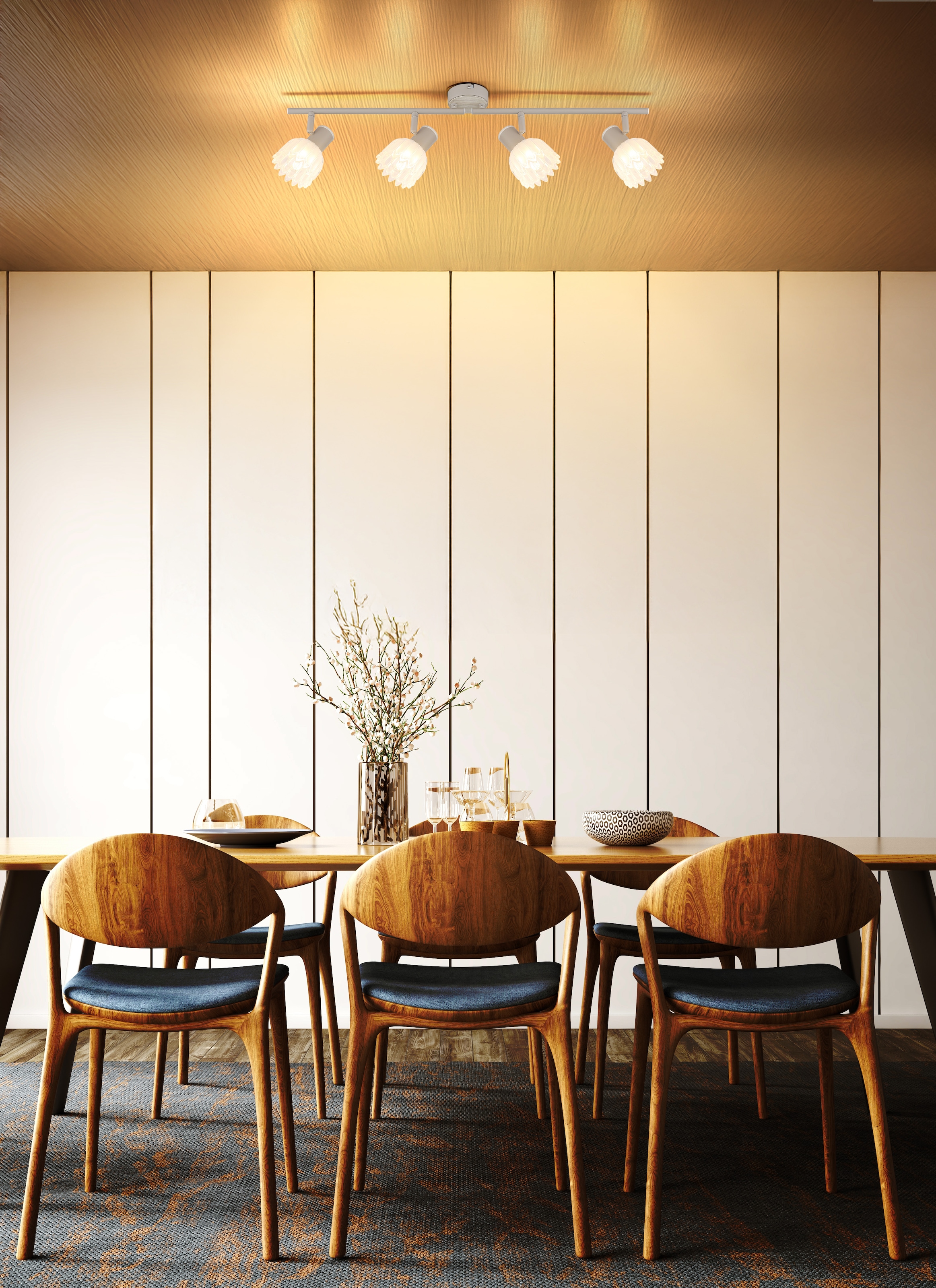 GLOBO LIGHTING Deckenspot »PLANTA« E14 1 Stk. Sandfarbener Strahler mit Holzoptik und Glas satiniert