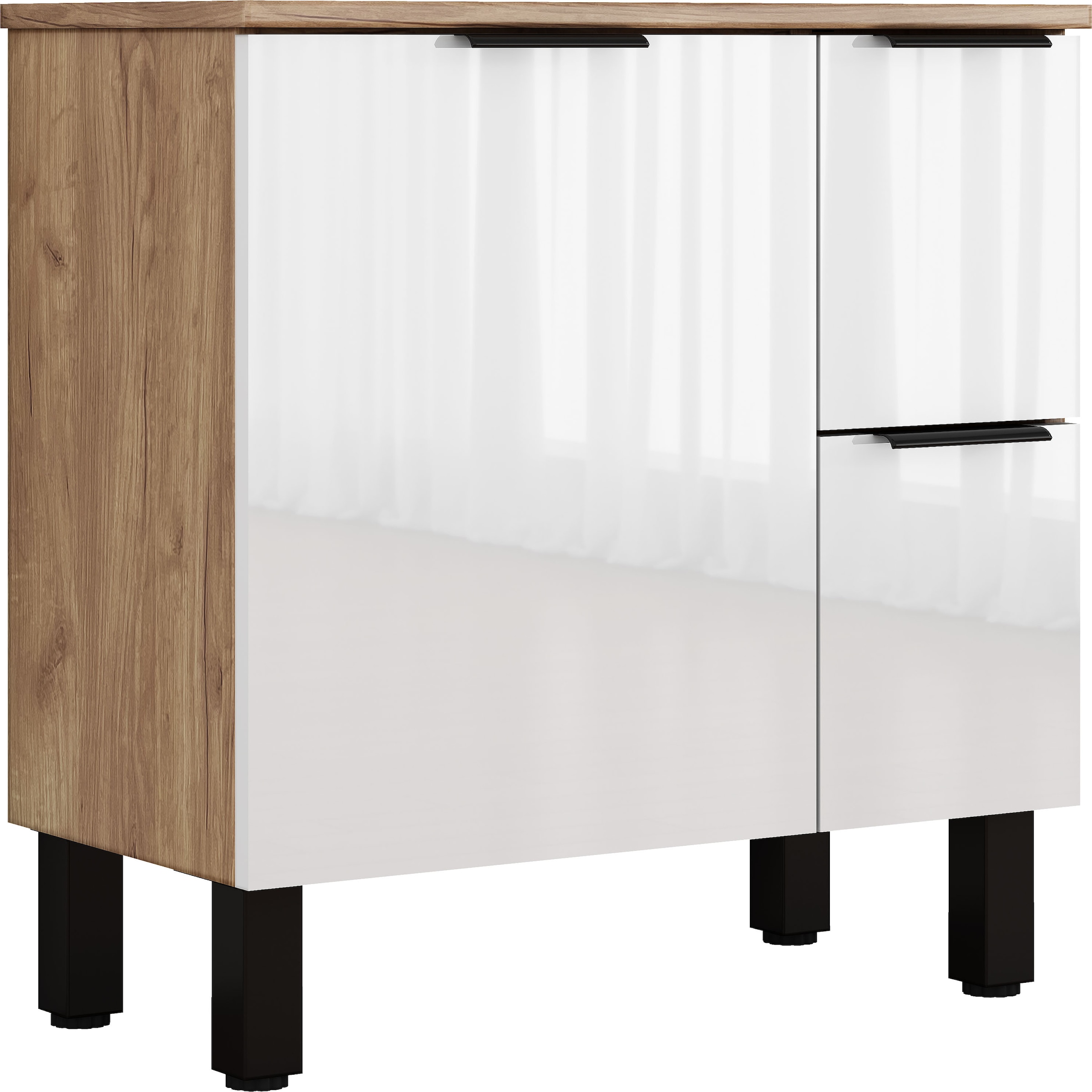 welltime Waschtisch "Picante" Waschplatz mit Keramikbecken, 60cm, 2 Türen und 2 Fächer, stehend