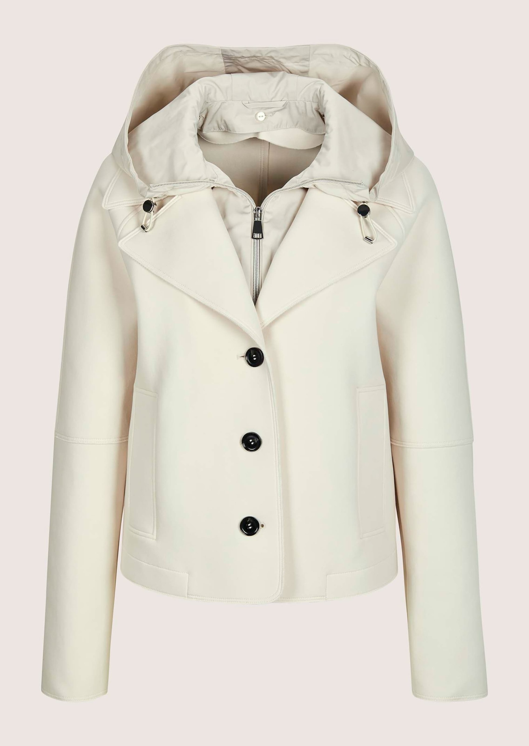 MADELEINE Kurzjacke "Cabanjacke Scuba-Jacke mit Kapuze" Markanter Reverskra günstig online kaufen