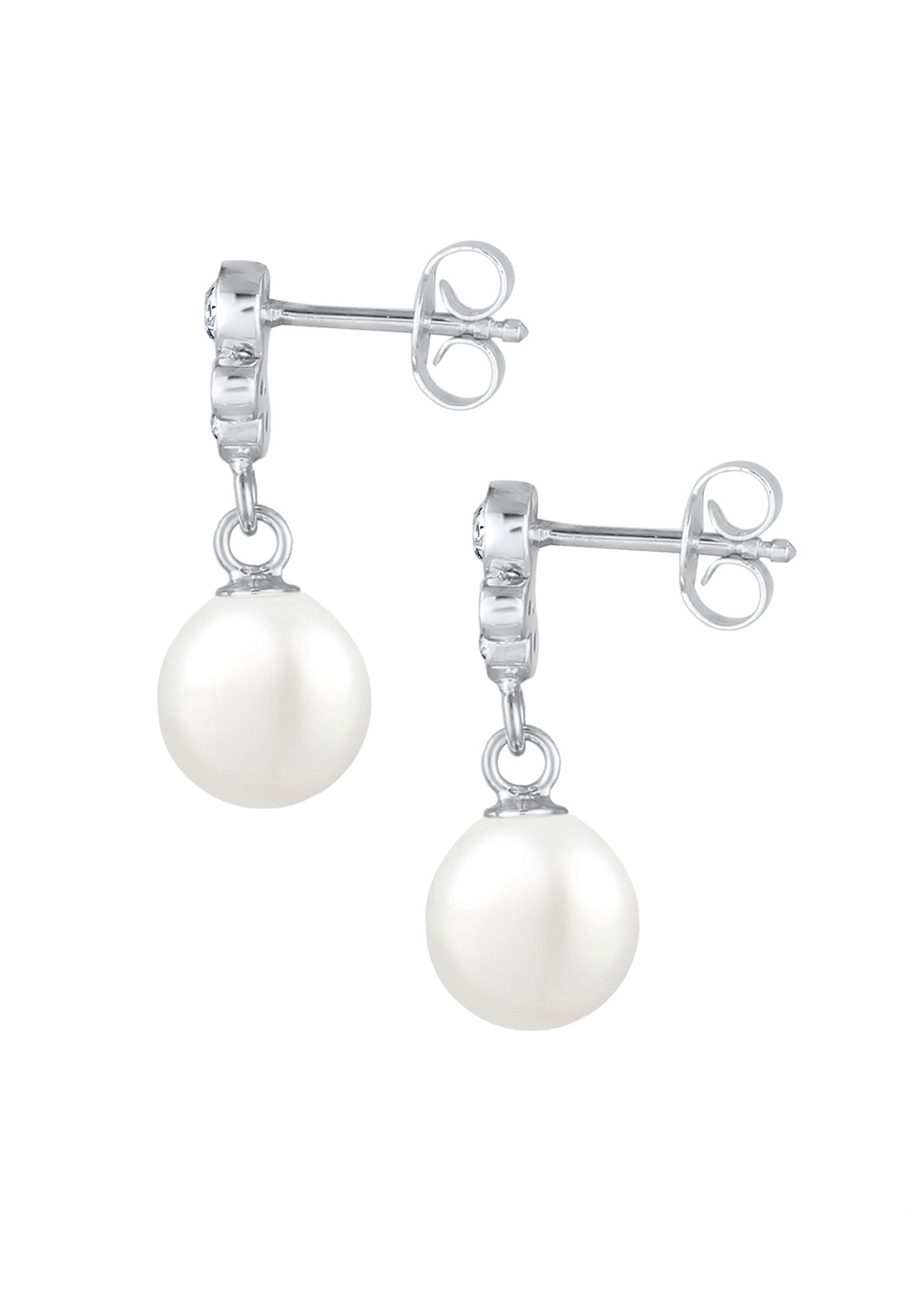 ELLI Shell Pearl Crystal Earrings White 925 Sterling Silver 6