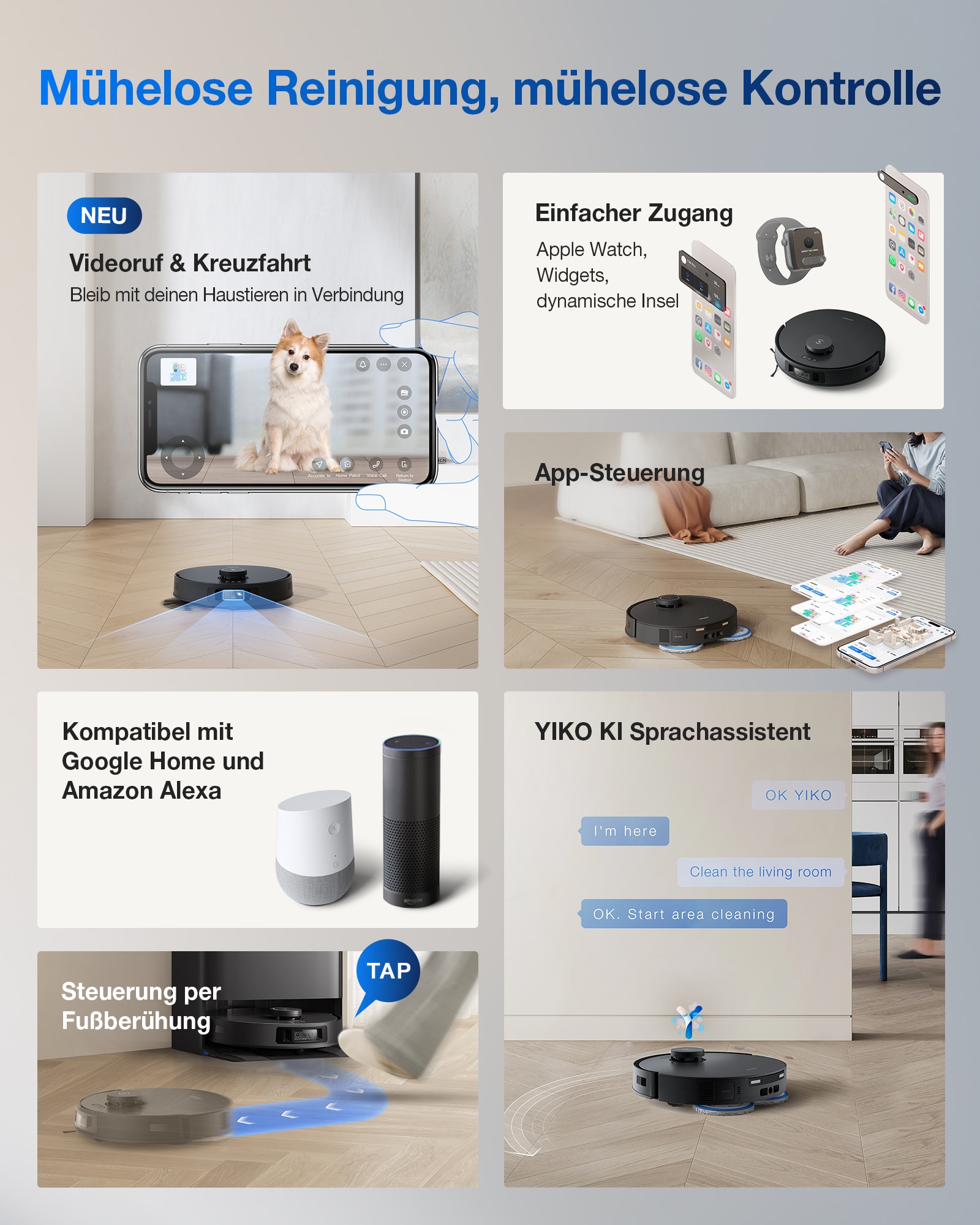 ECOVACS Saugroboter »ECOVACS DEEBOT T30S PRO OMNI«, 11.000PA, OMNI Station, Mopphebesystem, Adaptive Kantenreinigung