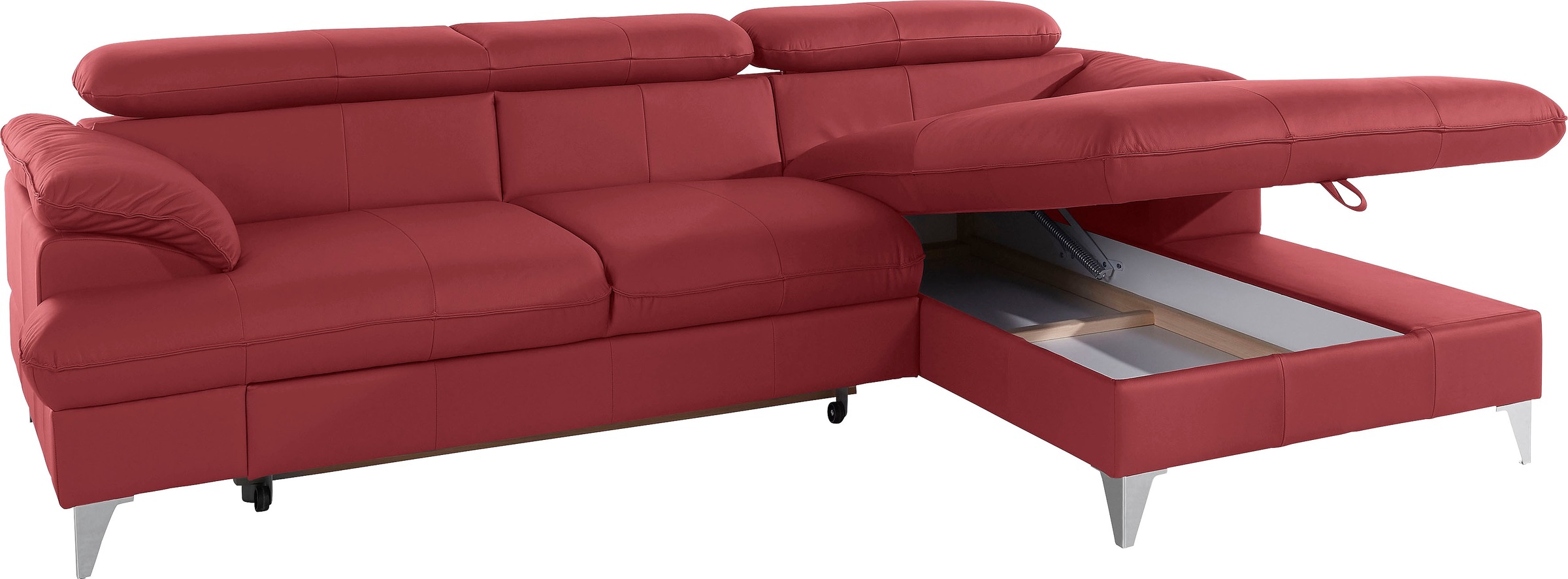COTTA Polstergarnitur »Caluso L-Form«, (2 tlg.), Set bestehend aus: Ecksofa mit Kopfteilverstellung & Hocker