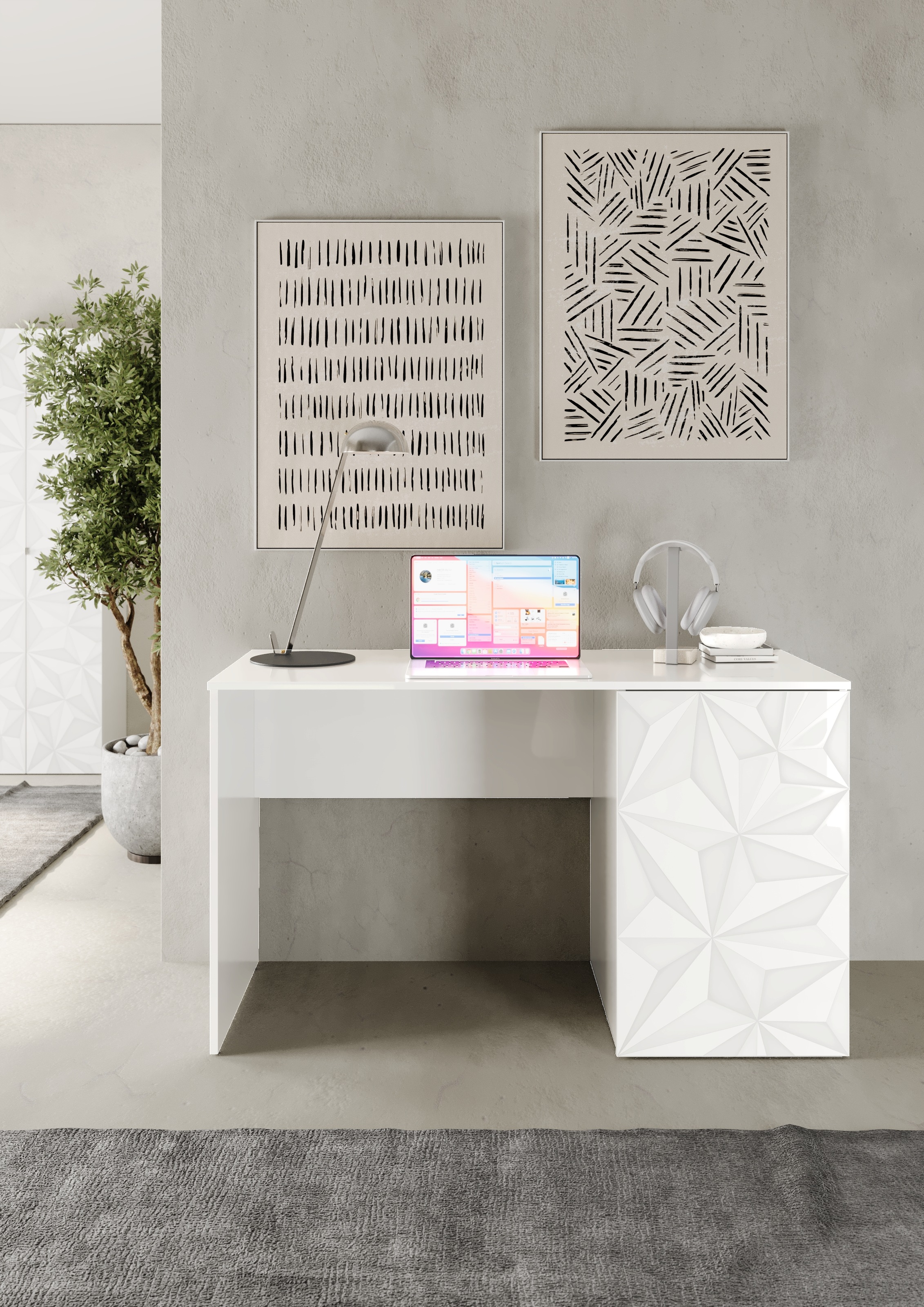 Home affaire Schreibtisch "Prisma, Breite 120 cm, Tiefe 50 cm, mit Stauraum günstig online kaufen