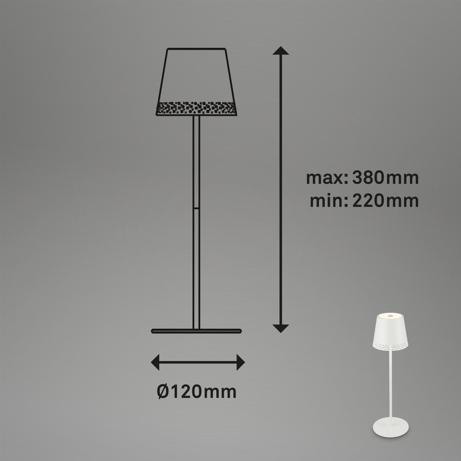 Briloner Leuchten LED Tischleuchte »KIKI« LED-Modul 1 Stk. Warmweiß mit Akku, höhenverstellbar, USB-C, warmweiß, IP44, silber, 38 cm