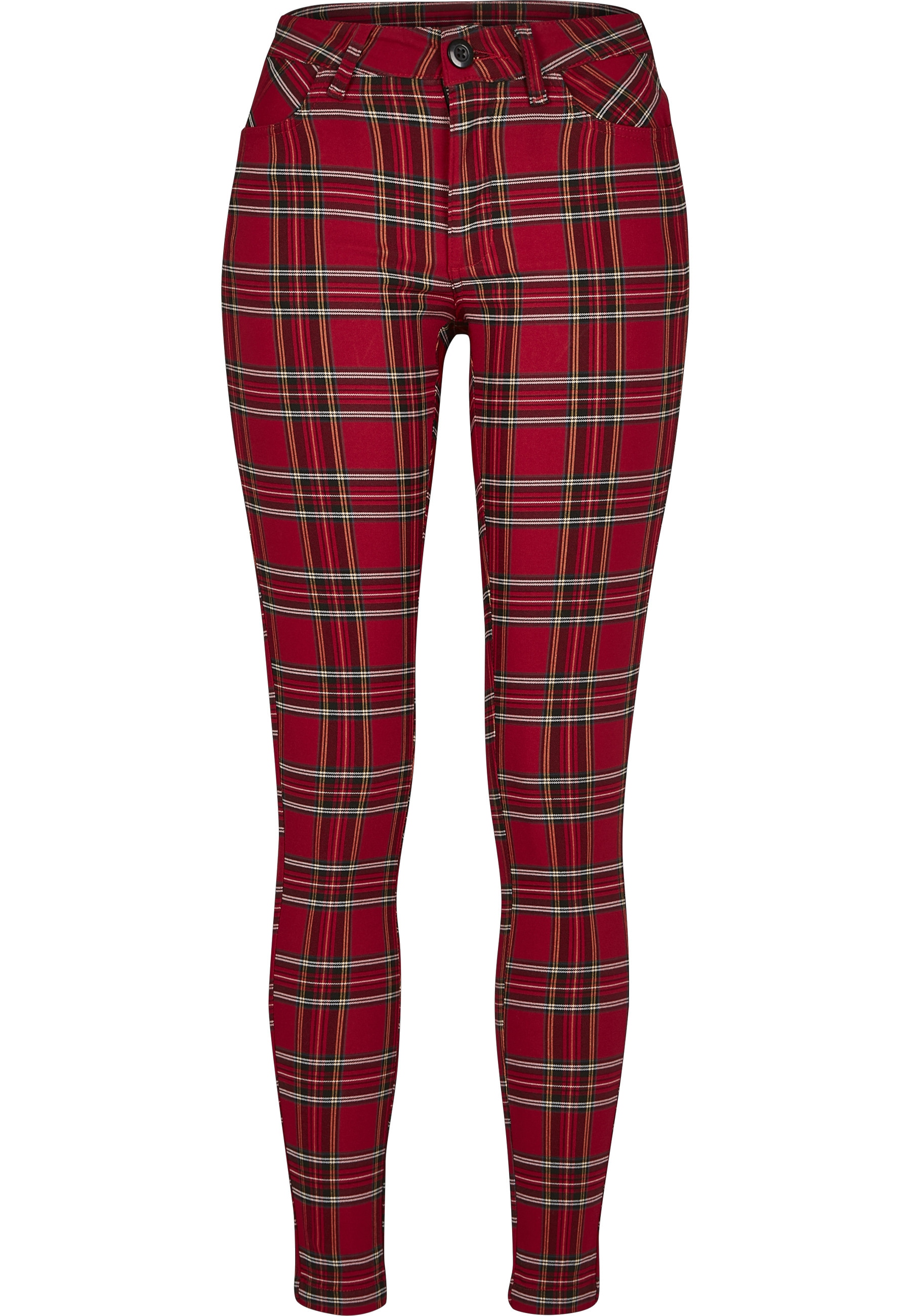 URBAN CLASSICS Stoffhose "Urban Classics Damen Ladies Skinny Tartan Pants" günstig online kaufen