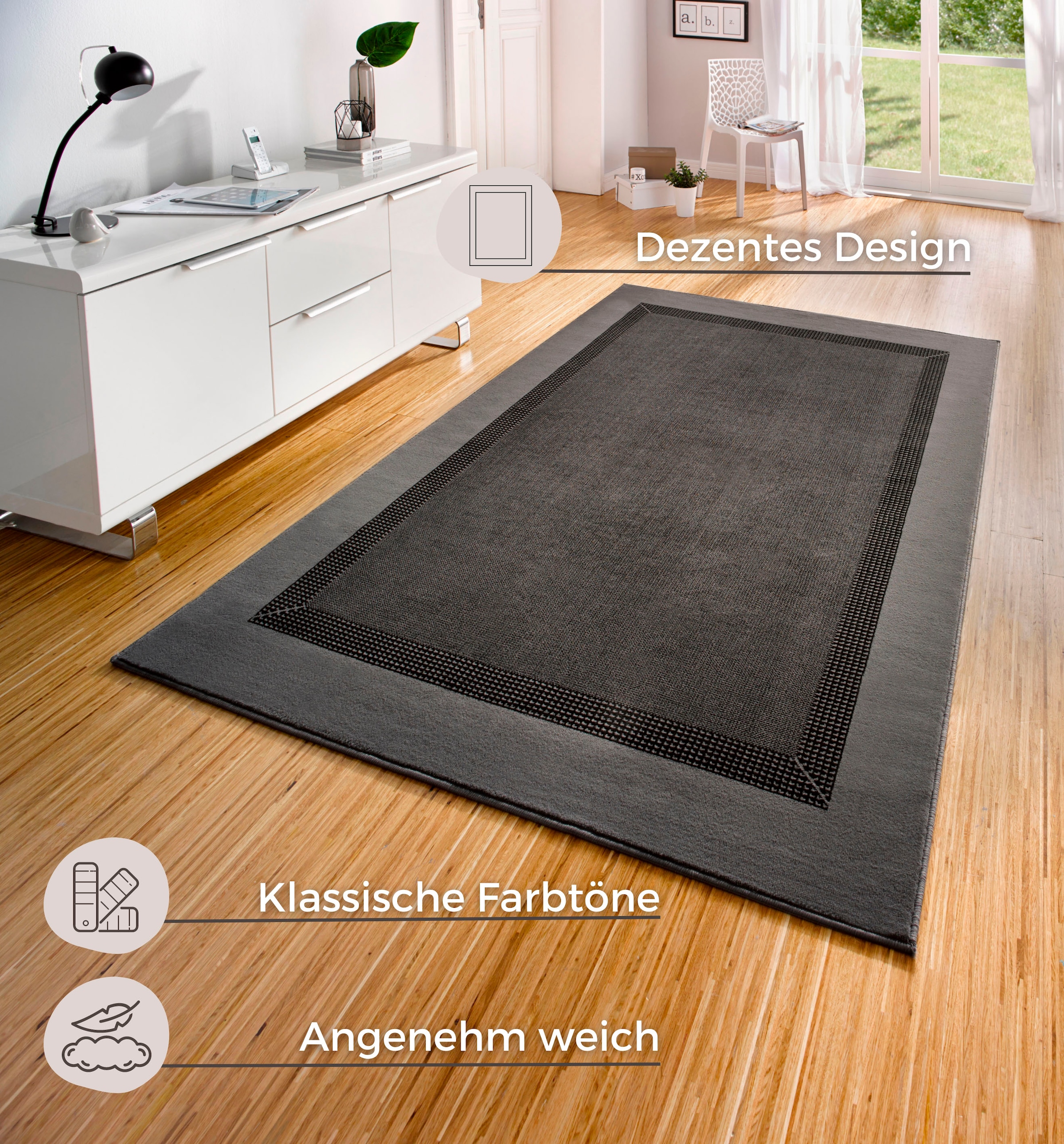 HANSE Home Teppich »Band«, rechteckig, 9 mm Höhe, Kurzflor, weich, Läufer Größen, Wohnzimmer, Schlafzimmer, Esszimmer