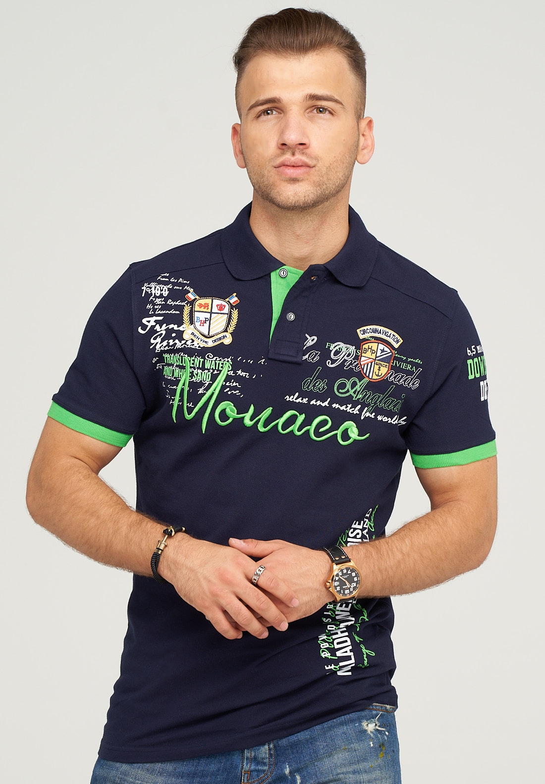 behype Poloshirt »MONACO«, mit sportiver Stickerei