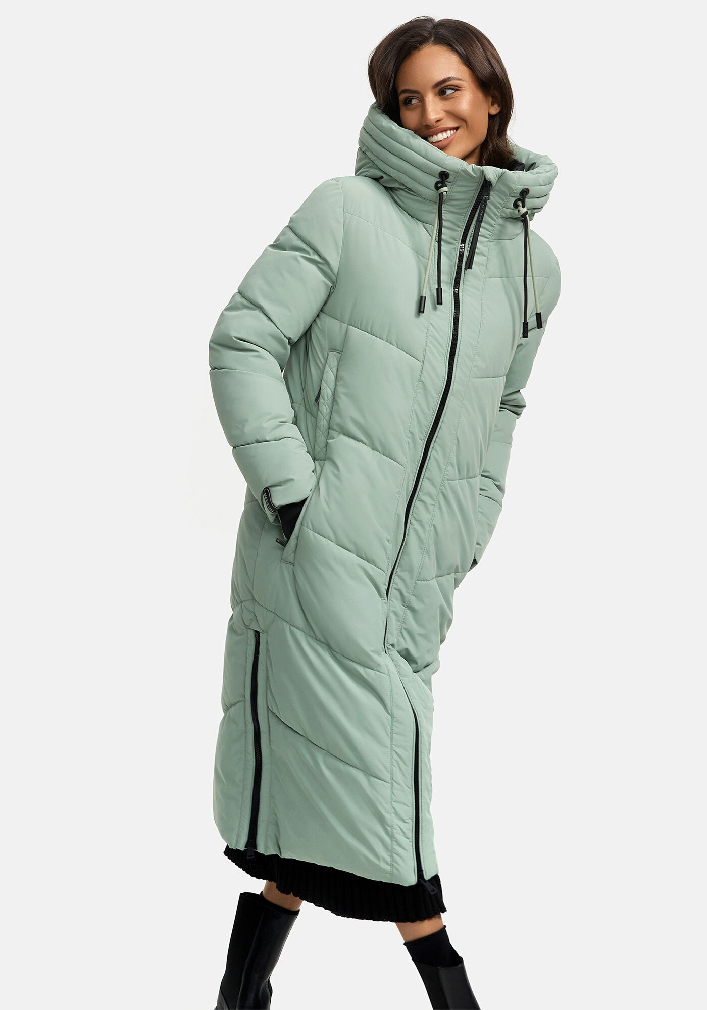 Marikoo Winterjacke »Nadaree XVI«, Stepp Mantel mit großer Kapuze