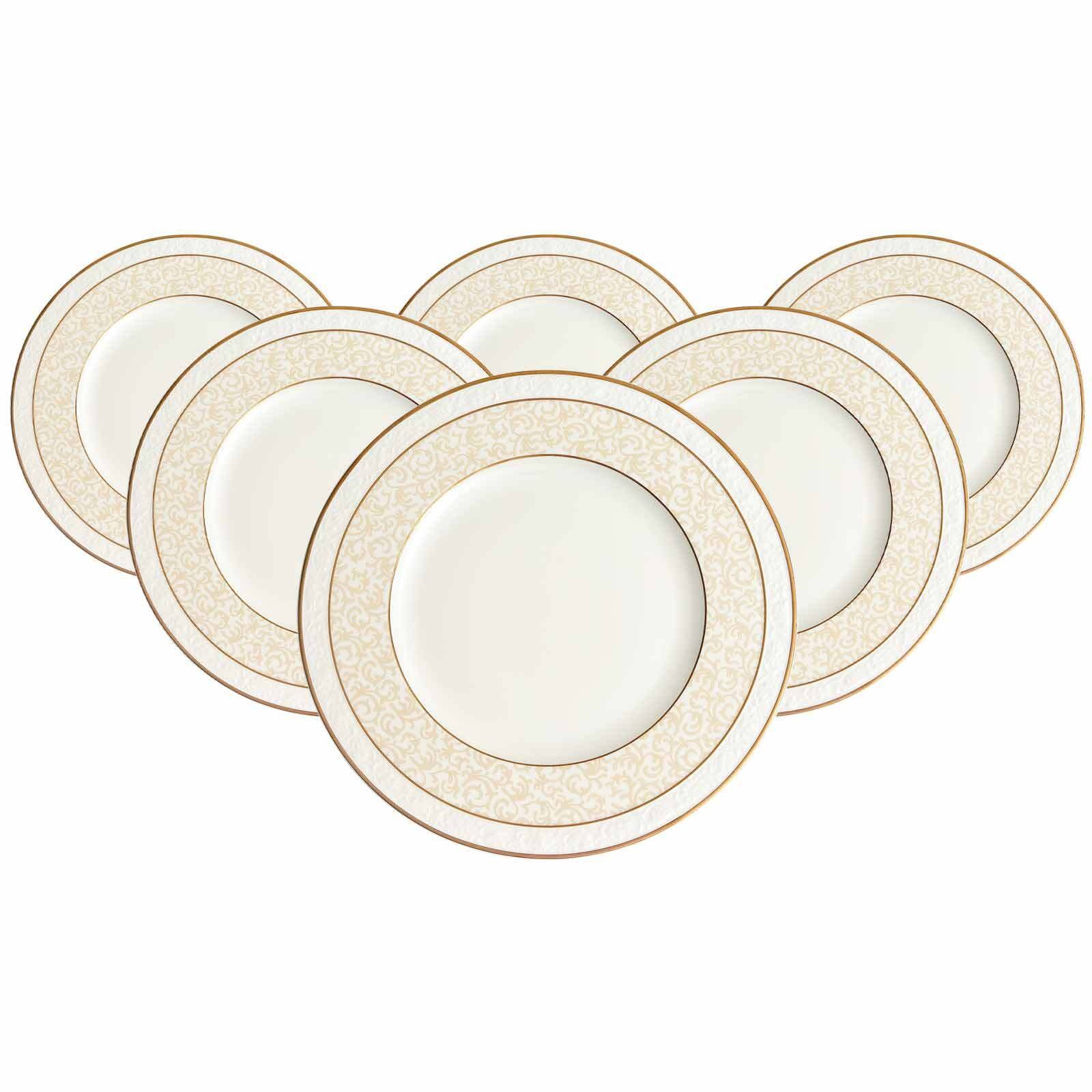 Villeroy & Boch Speiseteller "Speiseteller Ivoire ø 27, 5 Cm 6er Set Weiß-gold"
