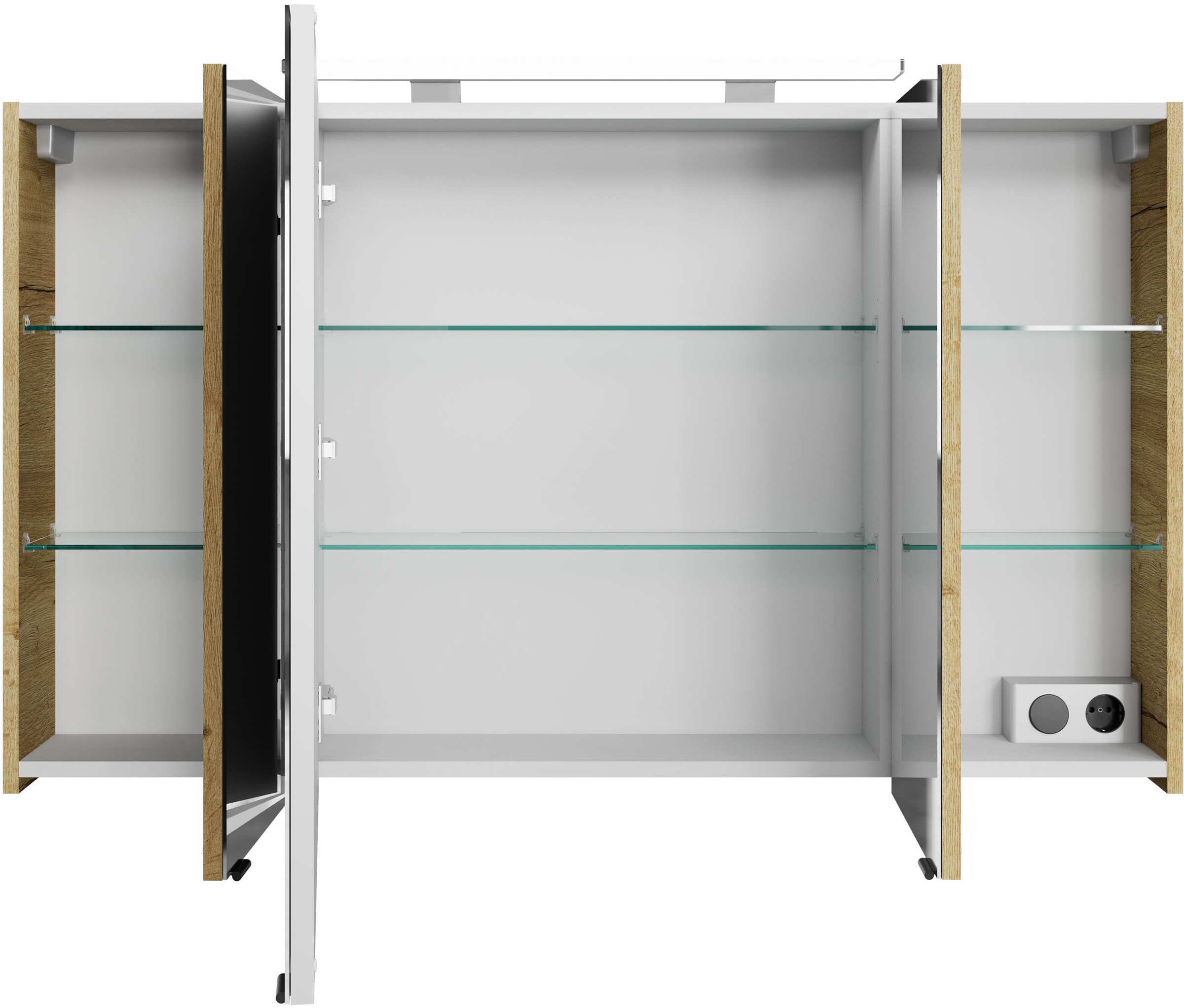 Saphir Badmöbel-Set »Serie 4010 5-teilig Keramik-Waschtisch mit LED-Spiegelschrank«, (Set), Bad Set mit Unterschrank, Hängeschrank, Midischrank, inkl. Türdämpfer