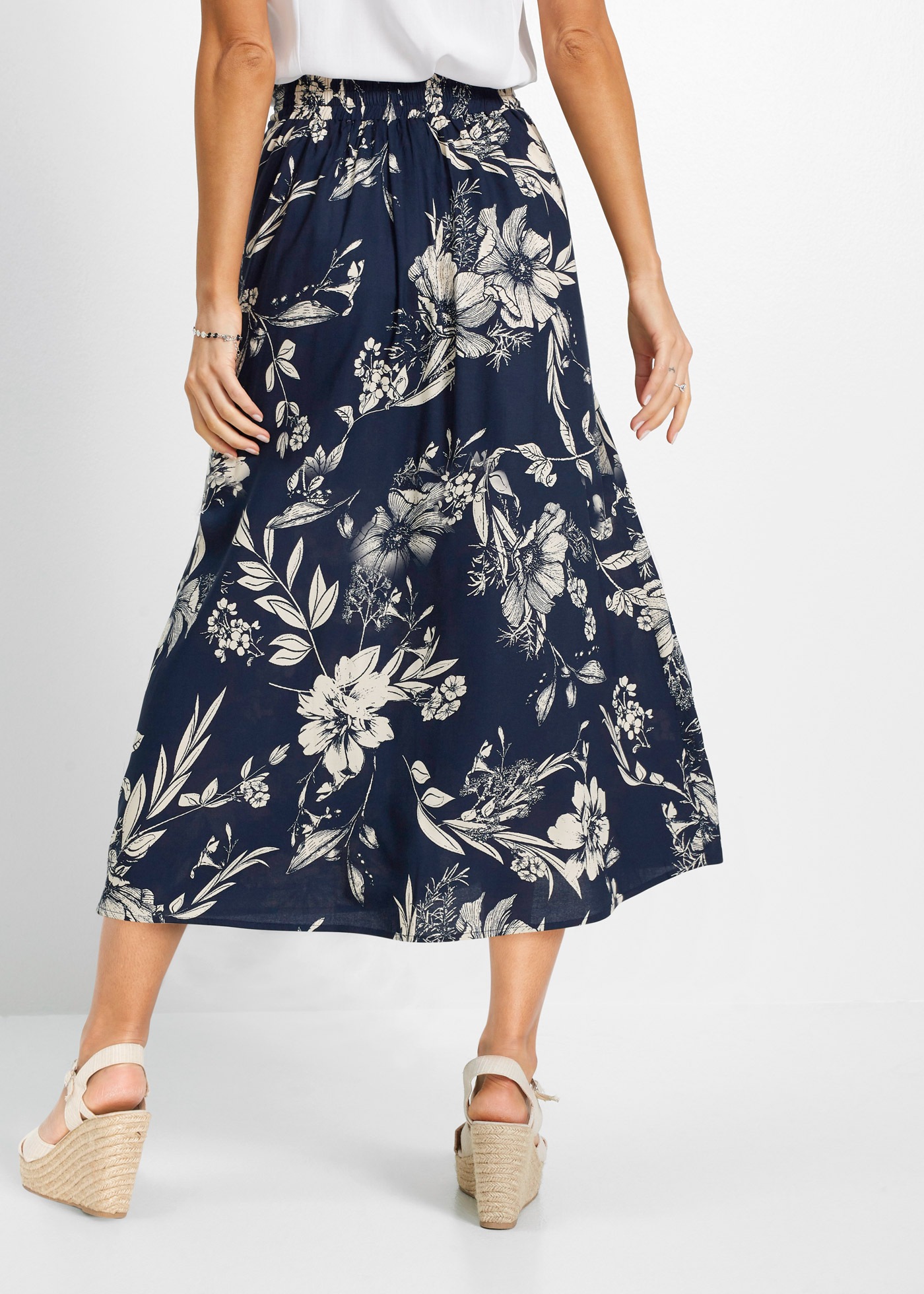 bonprix Maxirock aus Viskose, Maxilänge, lockere Passform, bedrucktes Desig günstig online kaufen