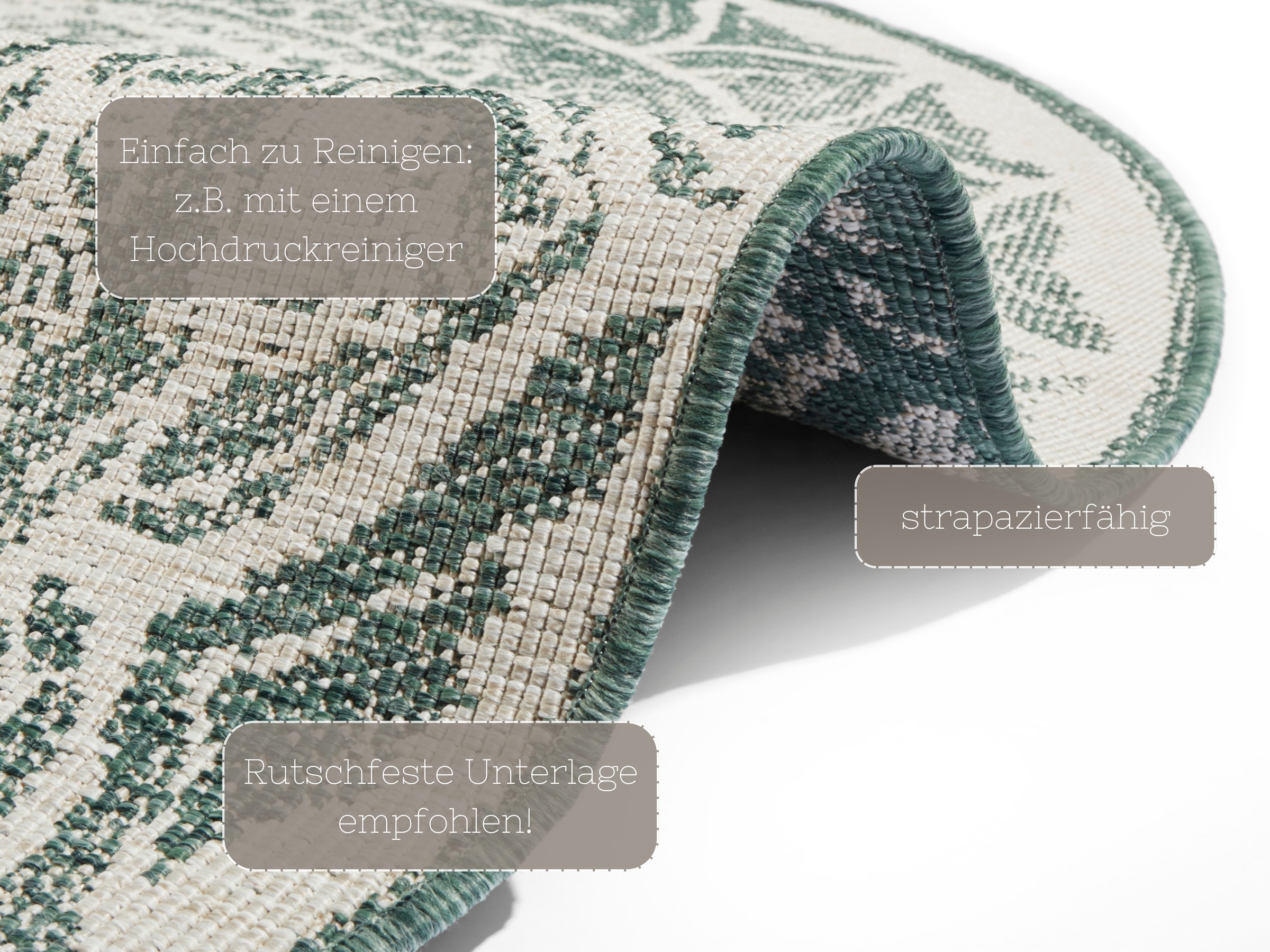 NORTHRUGS Teppich »Siruma Wendeteppich«, rund, 5 mm Höhe, In- & Outdoor, beidseitig, Orientalisch, Teppich, Garten, Flur