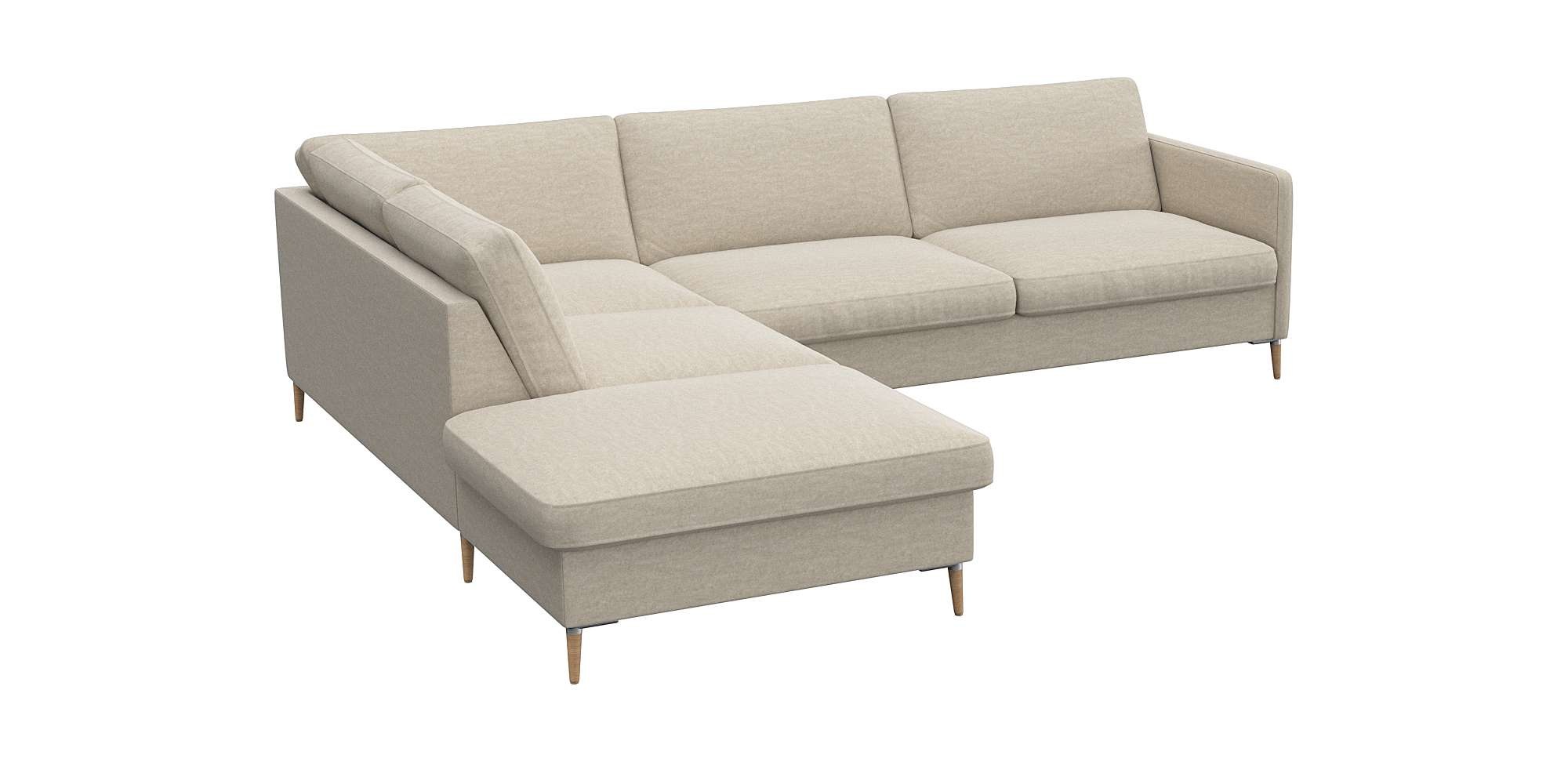FLEXLUX Ecksofa »Fiore, L-Form«, schmale Armlehnen, Kaltschaum, Füße Alu+ Eiche