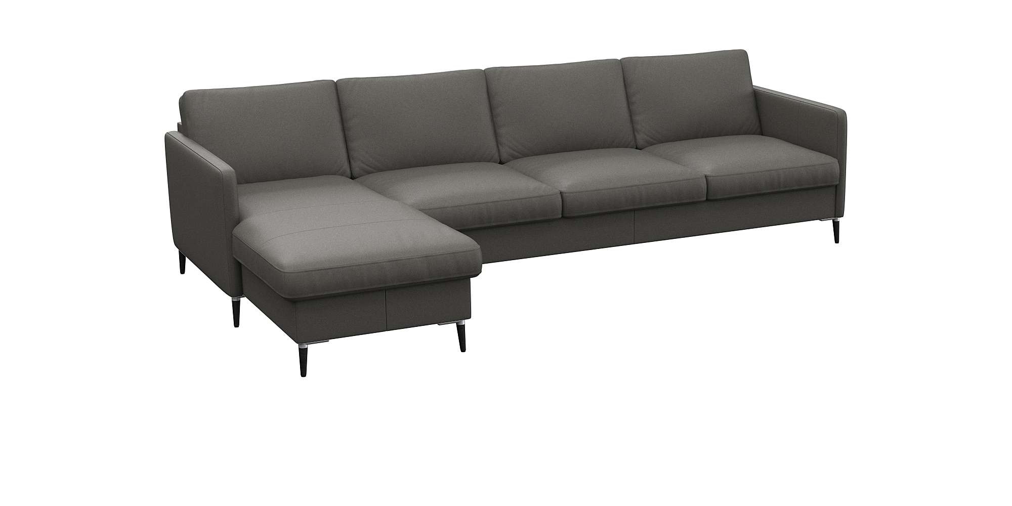 FLEXLUX Ecksofa »Fiore, L-Form«, schmale Armlehnen, Kaltschaum, Füße Alu+schwarz