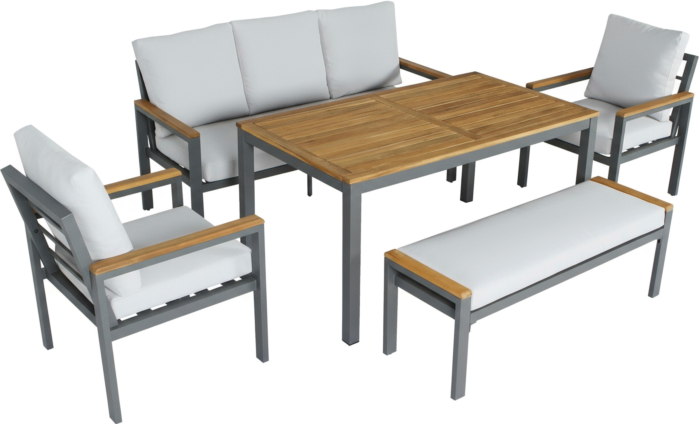 KONIFERA Garten-Essgruppe "Salamanca" Set, 3erBank, 2x Sessel,1x Bank,1x Ti günstig online kaufen