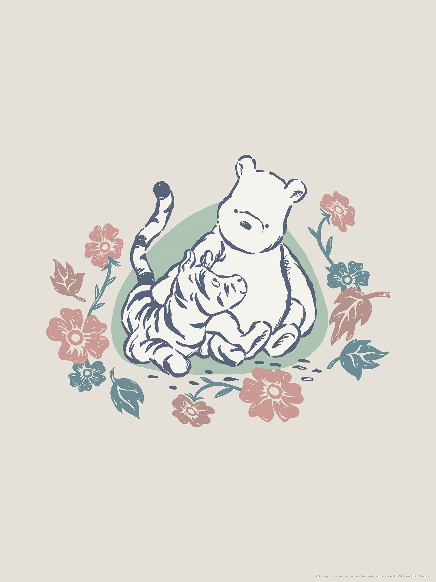 Komar Wandbild »Disney Winnie the Pooh Flowers and Friends«, Disney, (Set, 1 St.), 30 x 40 cm (Breite x Höhe) - Kinderzimmer, Dekoration