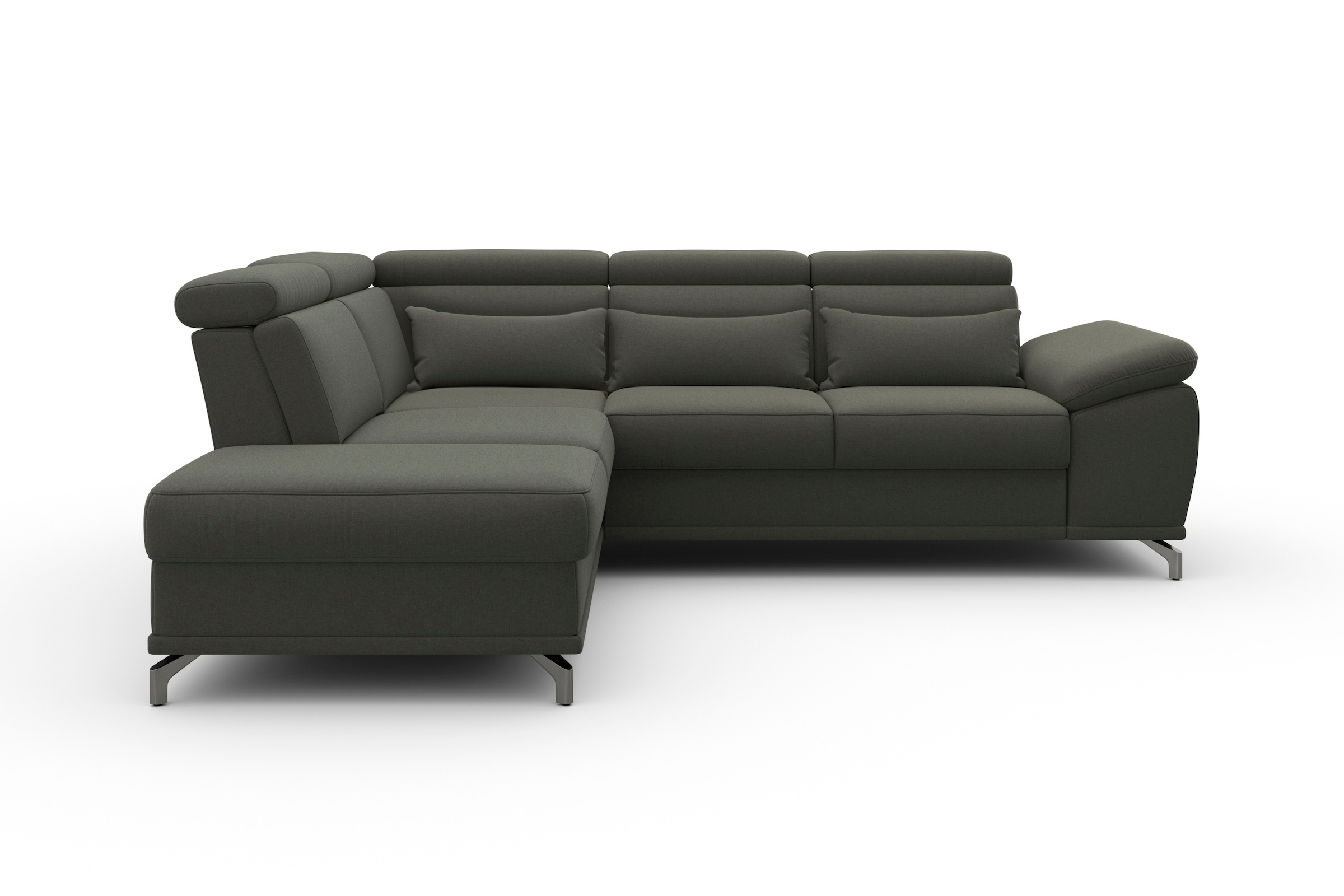 sit&more Ecksofa "Cabrio L-Form, B: 274 cm, mit Sitztiefen-, Arm- & Kopfteilverstellung" 3 Nierenkissen, Federkern, optional Schlaffunktion und Stauraum
