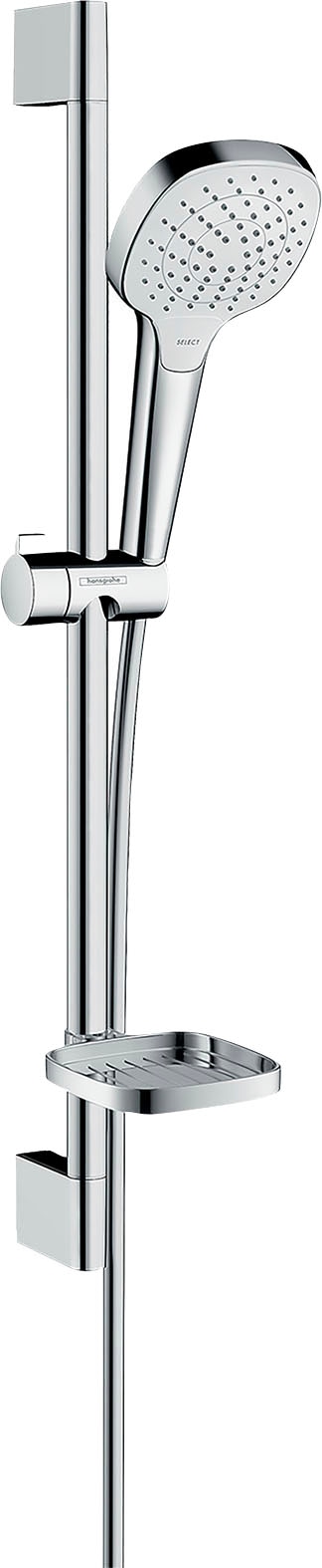 hansgrohe Brausegarnitur "Croma Select E", (Komplett-Set), 11cm, mit Duschstange 65cm und Seifenschale Weiß/chrom