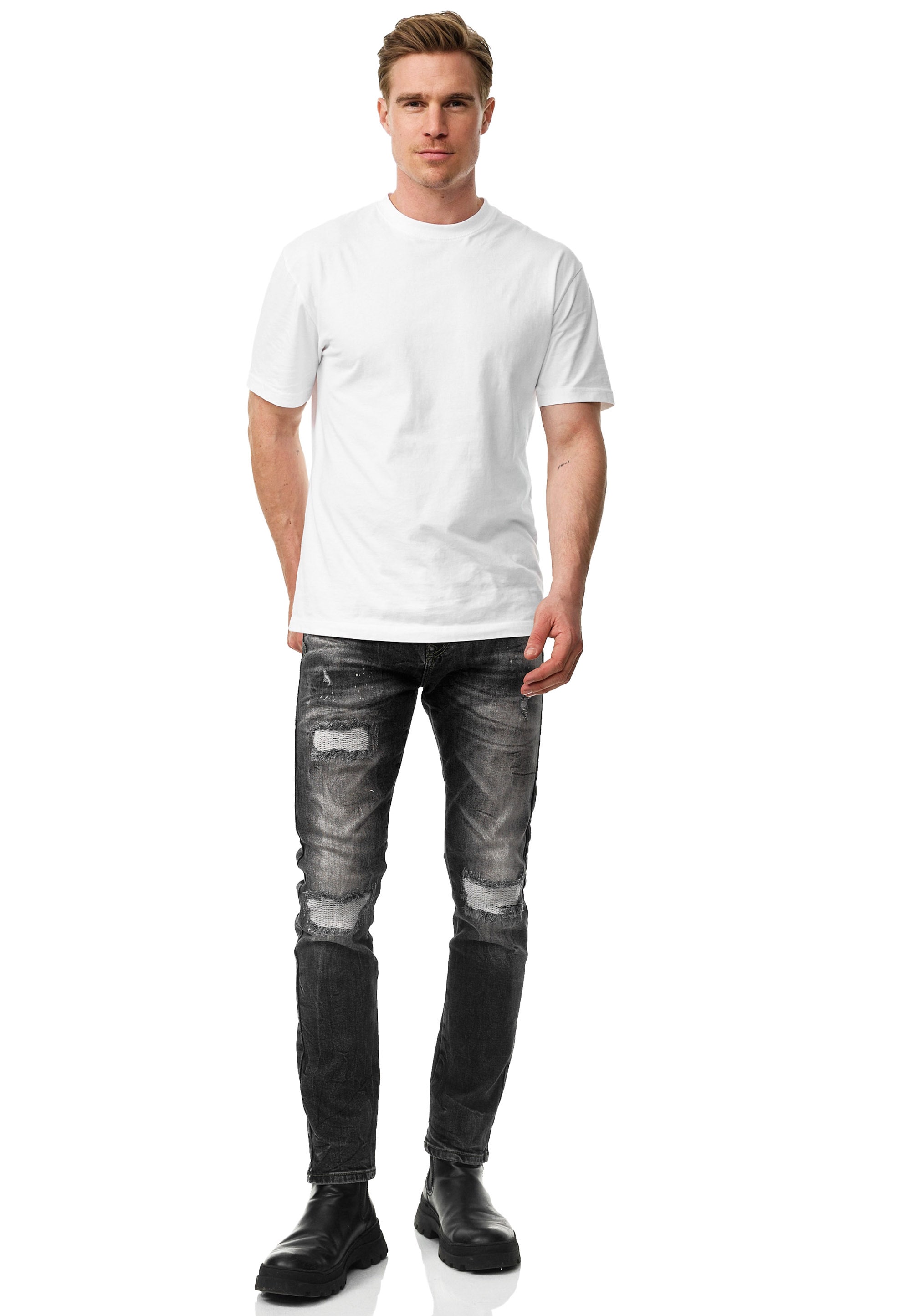 Rusty Neal Straight-Jeans »YAMATO«, mit farblich abgesetzten Nähten