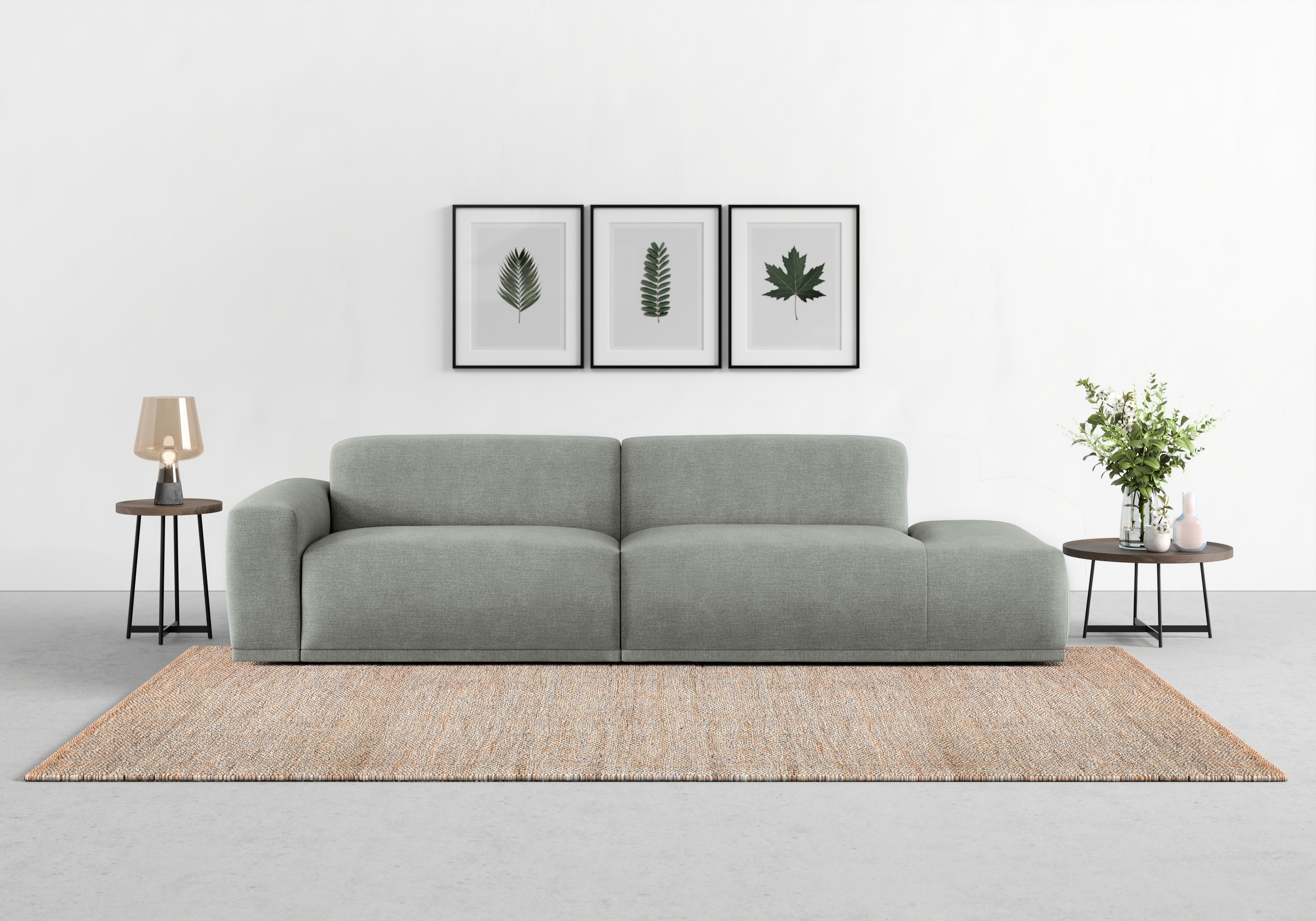 TRENDMANUFAKTUR Big-Sofa "Braga, mit hochwertigem Kaltschaum, Megasofa, Japandi-Design" modernes Big-Sofa, Couch mit hohem Sitzkomfort, 277/72/107 cm (B/H/T)
