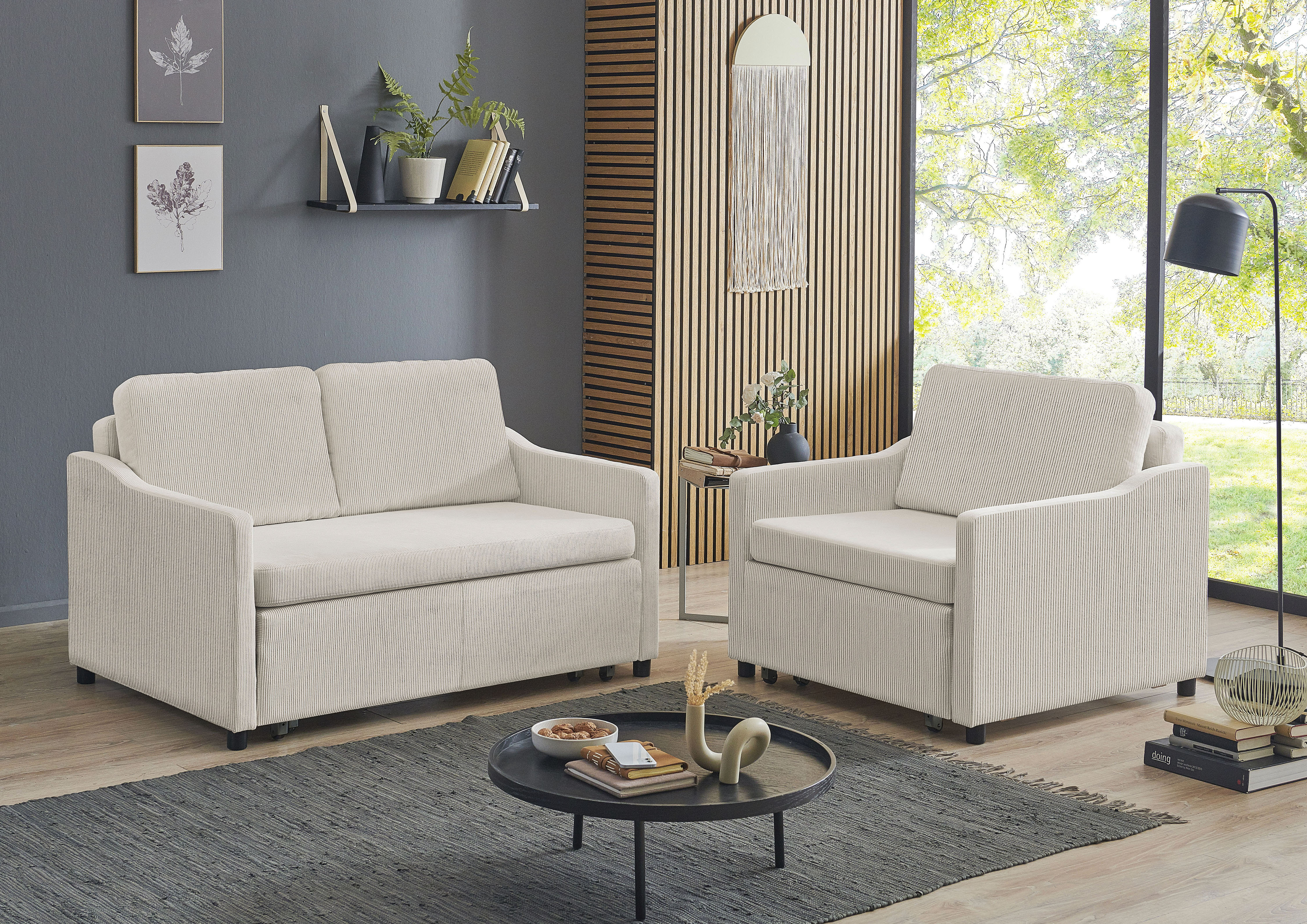 OTTO home Schlafsofa "Anella" mit Cord-Bezug, mit Schlaffunktion, frei im Raum stellbar