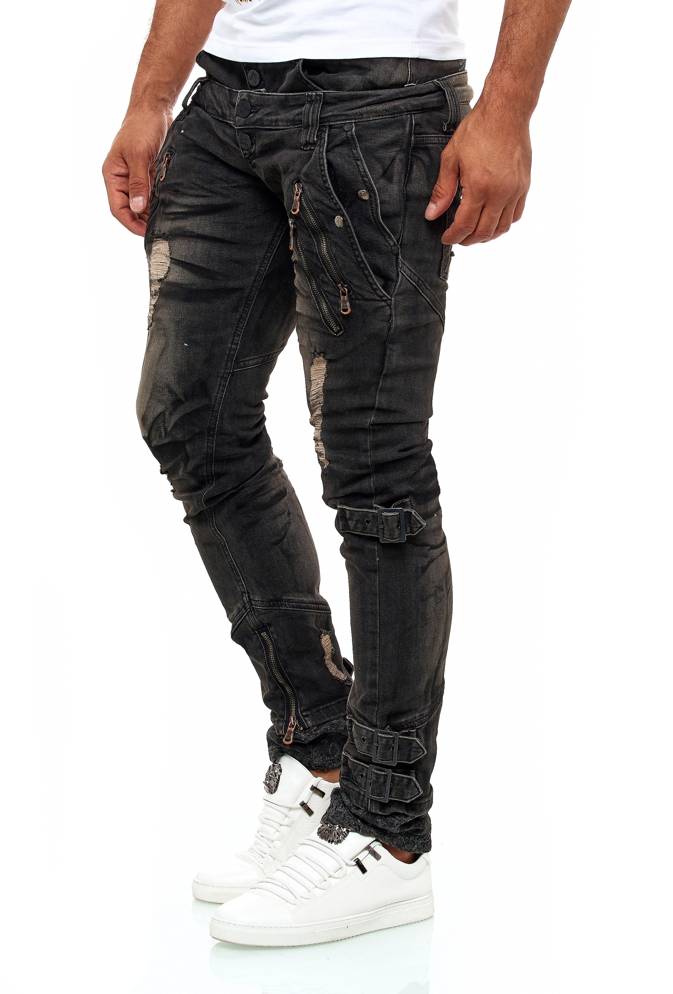 KINGZ Slim-fit-Jeans, mit tollen Akzenten