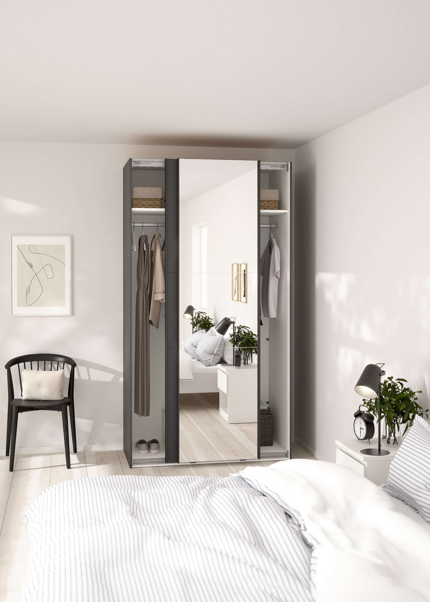 Home affaire Schwebetürenschrank »Como, Kleiderschrank, Schlafzimmerschrank« 1 Schwebetür, 1 Spiegelschiebetür, Kleiderstange, Einlegeboden