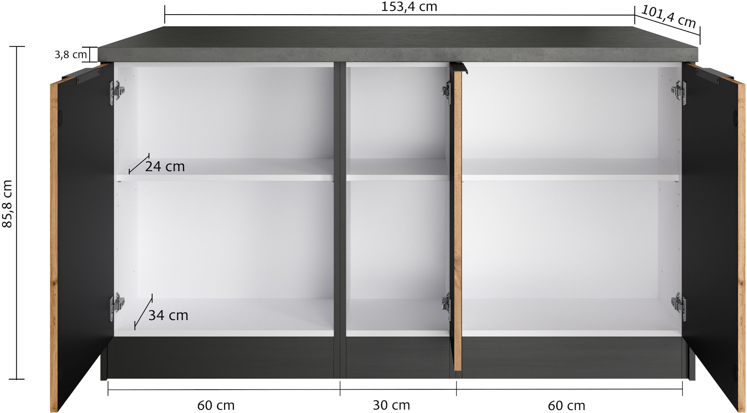 KOCHSTATION Kücheninsel »KS-Lagos«, Kücheninsel 153/100 cm, mit höhenverstellbaren Möbelfüßen