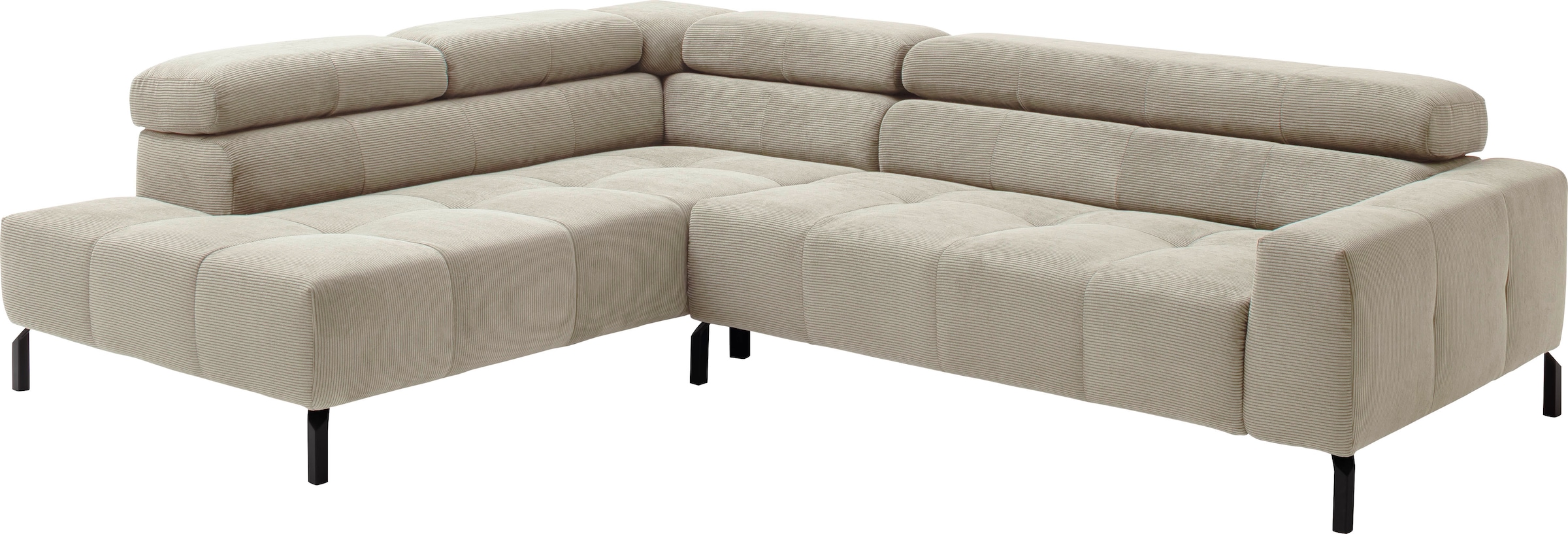 Places of Style Ecksofa »Cleveland, L-Form, incl. Kopfteilverstellung, Breite 276 cm«, wahlweise elektrischer Sitzvorzug
