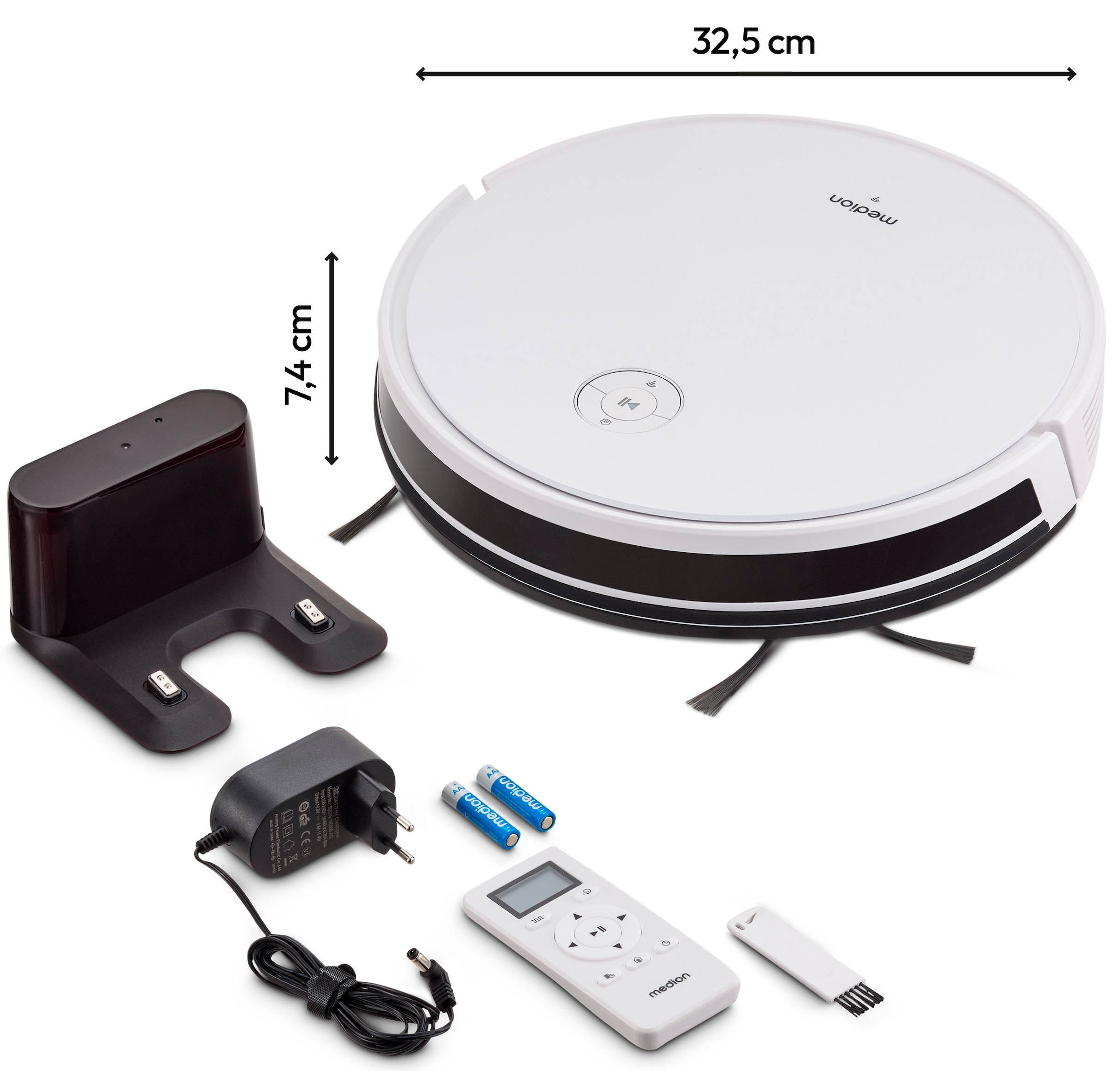 Medion® Saugroboter »S35 (MD 11899), intelligente S-Linien Navigation, 4 kPa Saugleistung«, App-Steuerung, Teppicherkennung, 120 min Laufzeit, Ladestation