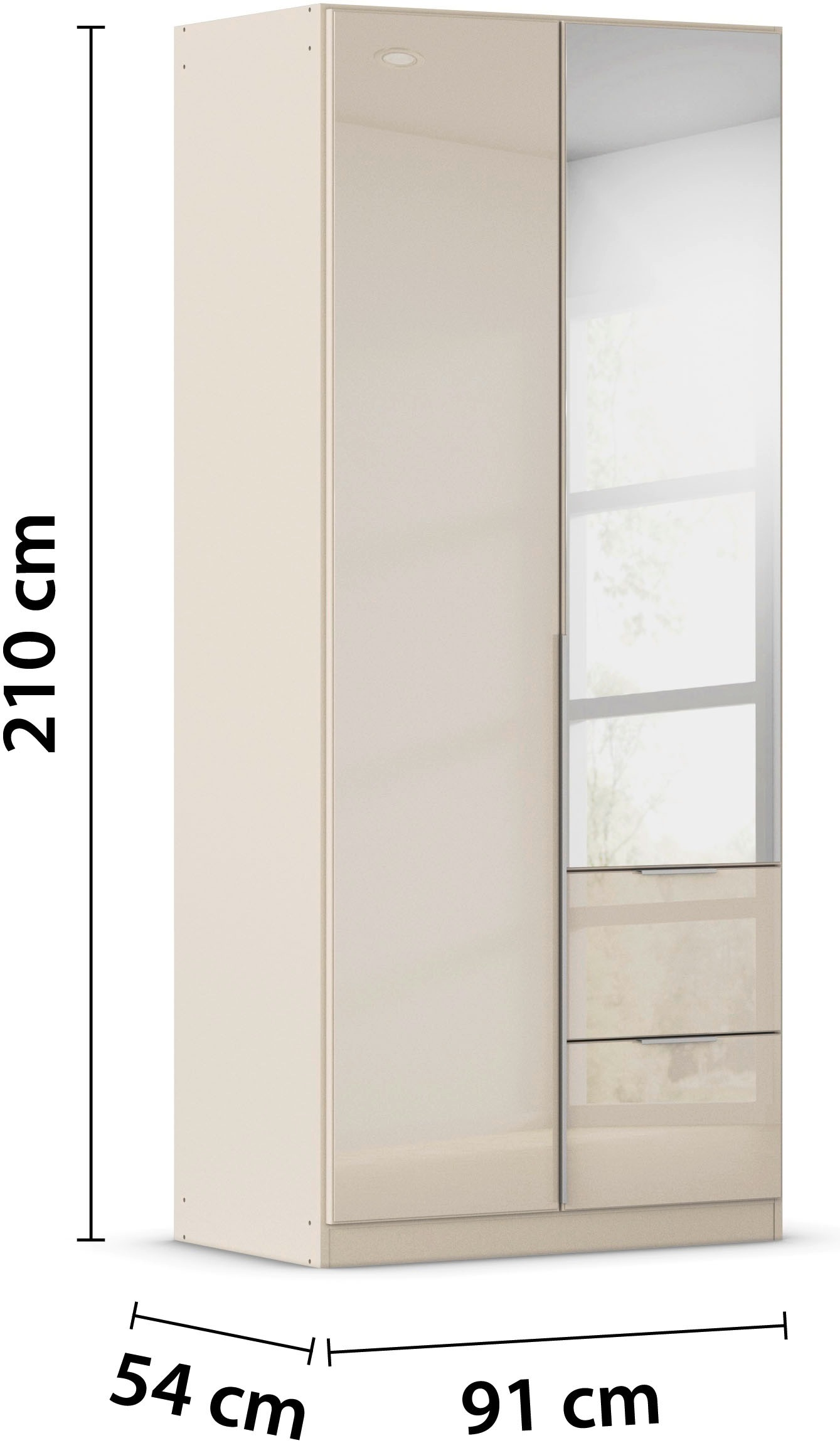 rauch Drehtürenschrank »Kleiderschrank Kleiderschränke Schrank Garderobe AGORDO mit Glasfront«, mit Außenschubkästen, in 6 Breiten und 2 Höhen MADE IN GERMANY