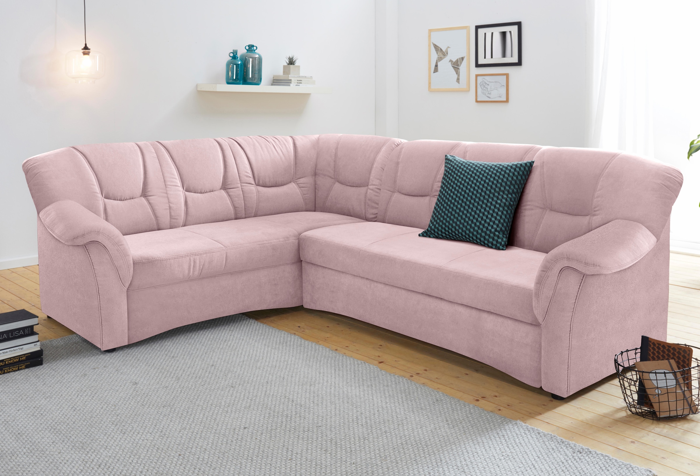 DOMO collection 1100000002199 "SARAFINA 240x190 cm, auch mit Federkern für mehr Sitzkomfort" whlw. mit Bettfunktion, elegantes Design, L-Form