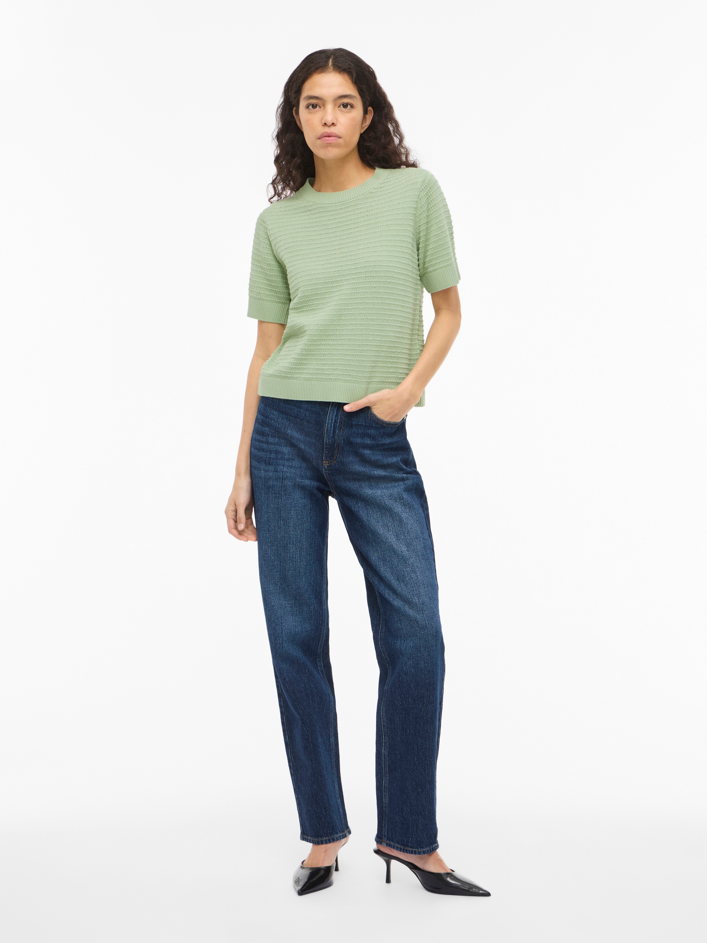 Vila Kurzarmpullover »VILOLLO O-NECK S/S DETAIL KNIT TOP- NOOS«