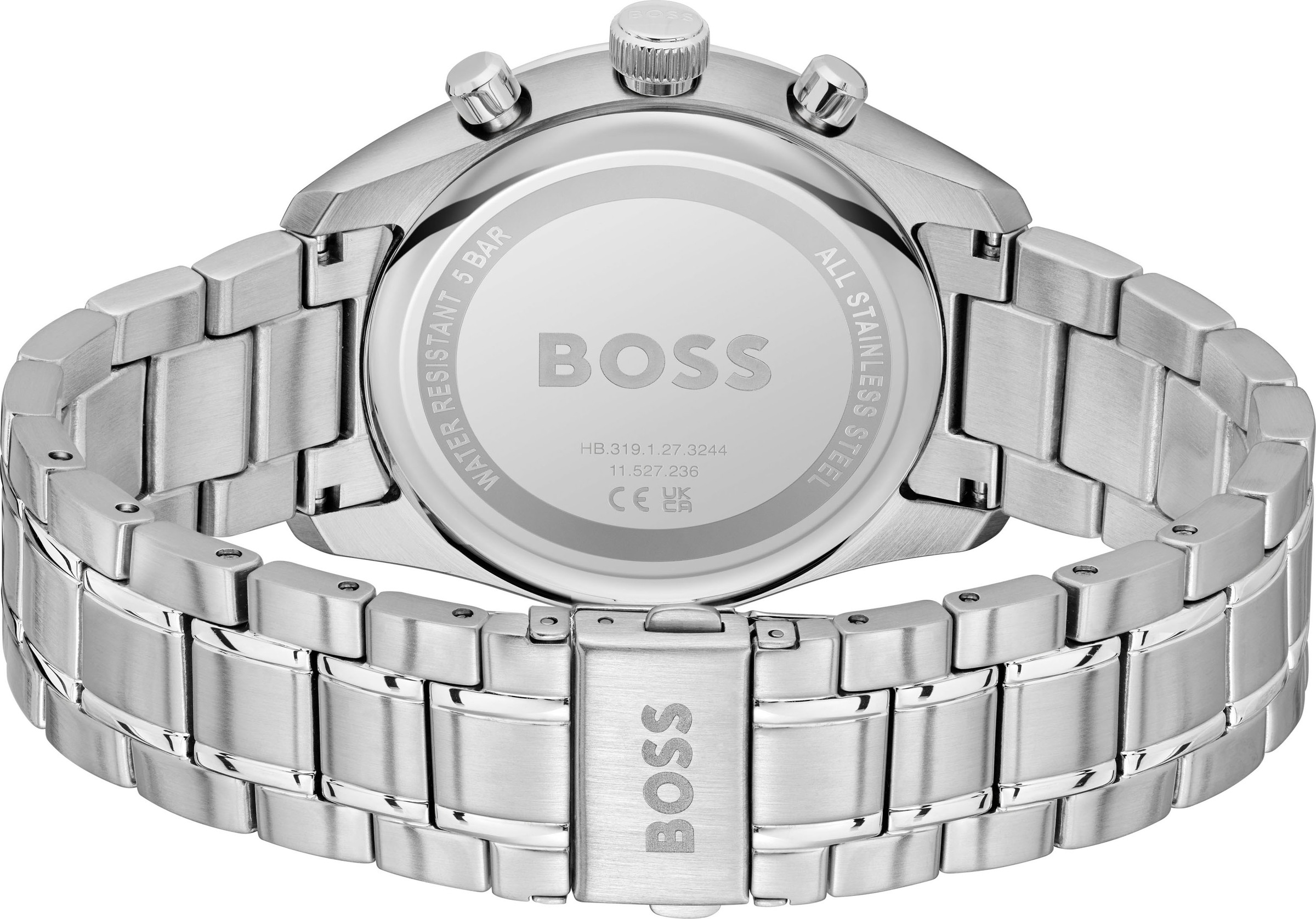 BOSS Chronograph »GRAND PRIX 44«, Quarzuhr, Armbanduhr, Herrenuhr, Edelstahlarmband, analog, Tag