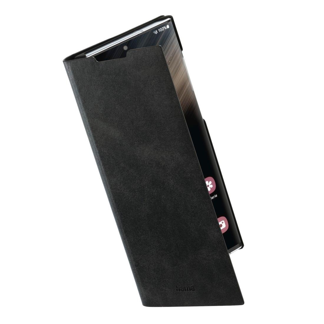 Hama Smartphone-Hülle »Booklet für Samsung Galaxy S23 Ultra, Schwarz, resistentes Kunstleder«, Samsung Galaxy S23 Ultra, Standfunktion und Einsteckfach mit Fingeröffnung