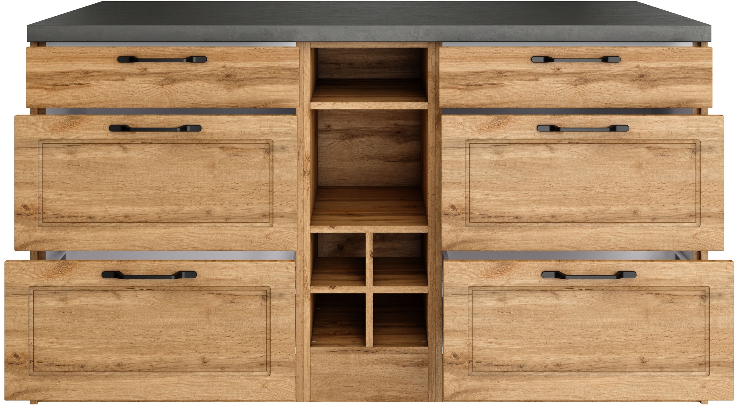 KOCHSTATION Kücheninsel »KS-Lani, Breite 153 cm, mit Flaschenregal«, MDF-Fronten, Arbeitsplatte 38mm stark