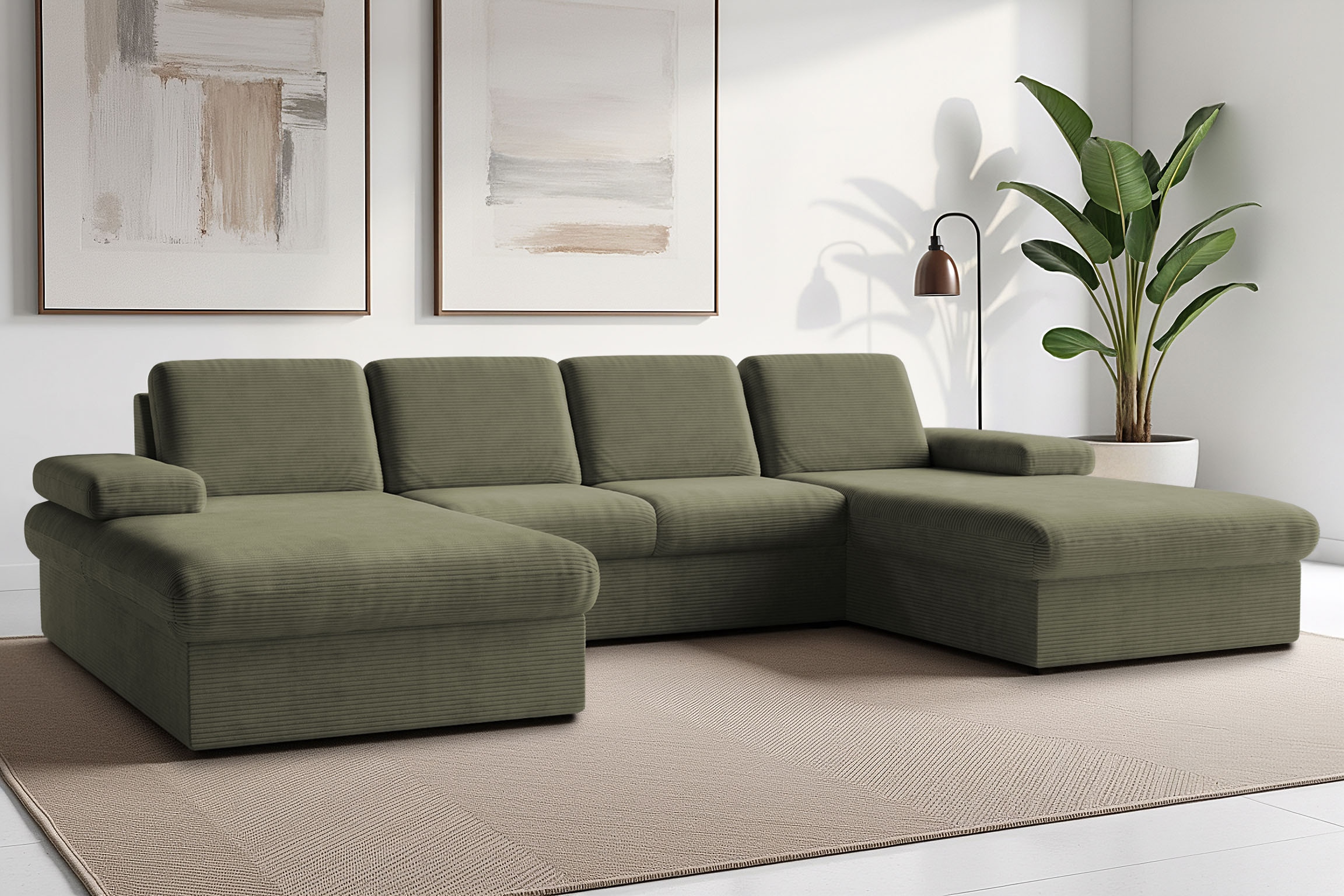 sit&more Wohnlandschaft "Moreno U-Form, B: 309 cm" mit Armteilverstellung, optional Schlaffunktion