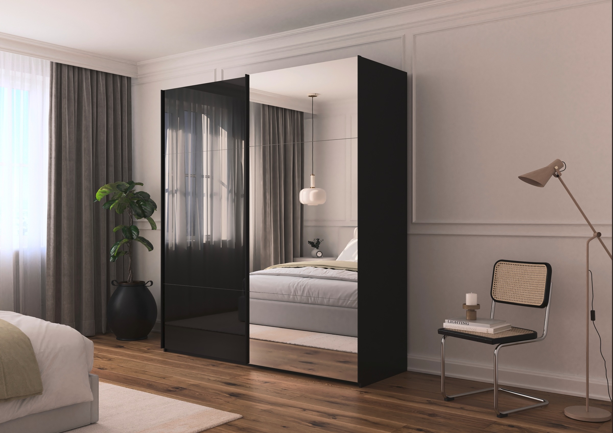 rauch Schwebetürenschrank »Kleiderschrank Schrank Garderobe Schlafzimmerschrank CONTIDO«, (in 3 verschiedenen Ausstattungen BASIC/CLASSIC/PREMIUM), aus hochwertigem Material in 6 Breiten 2 Griff-Farben MADE IN GERMANY