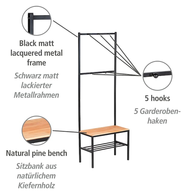 WENKO Garderobenständer »Geo«, mit Sitzfläche | BAUR